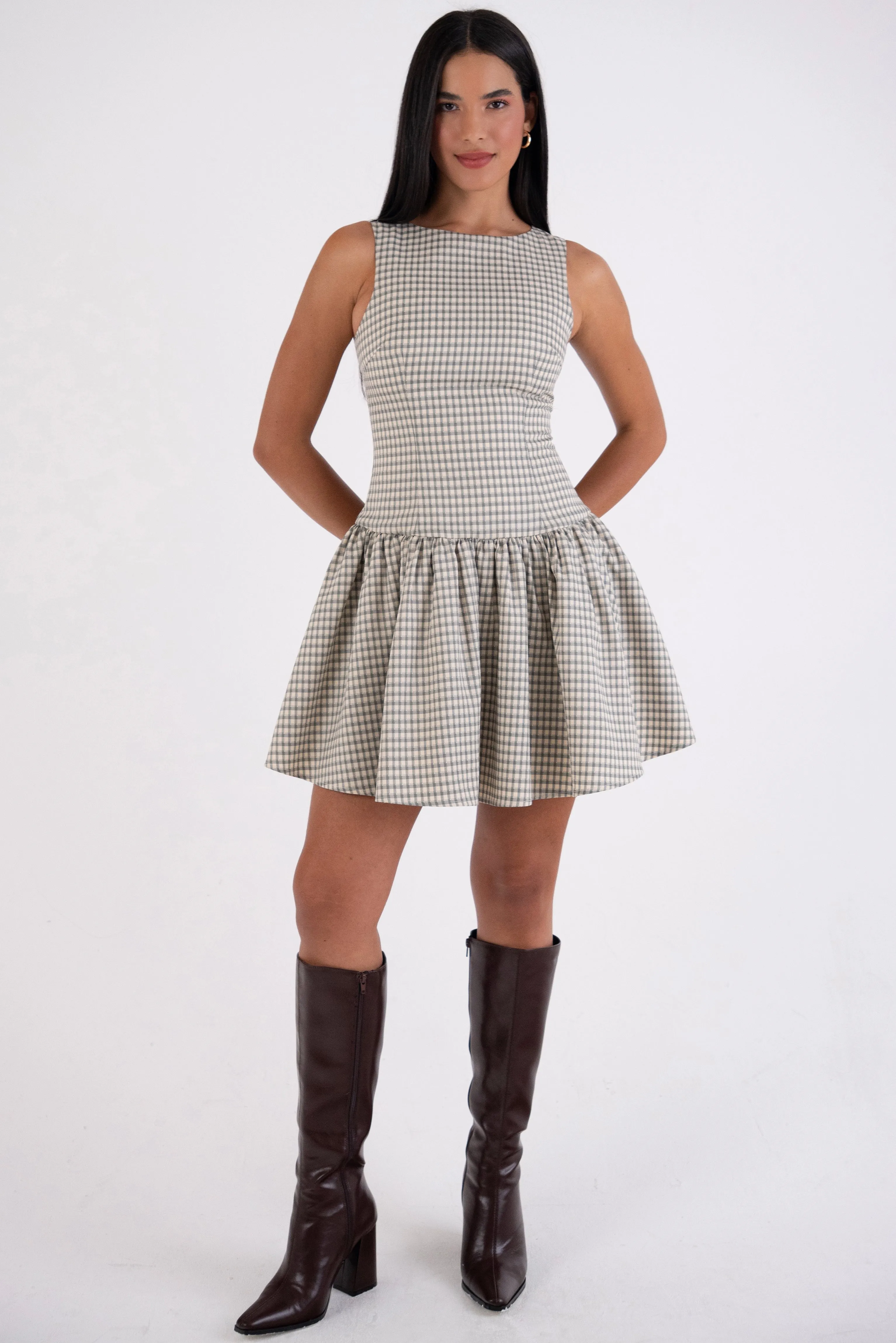 Twiggy Pure Cotton Gingham Check Mini Dress sold by AMYLYNN