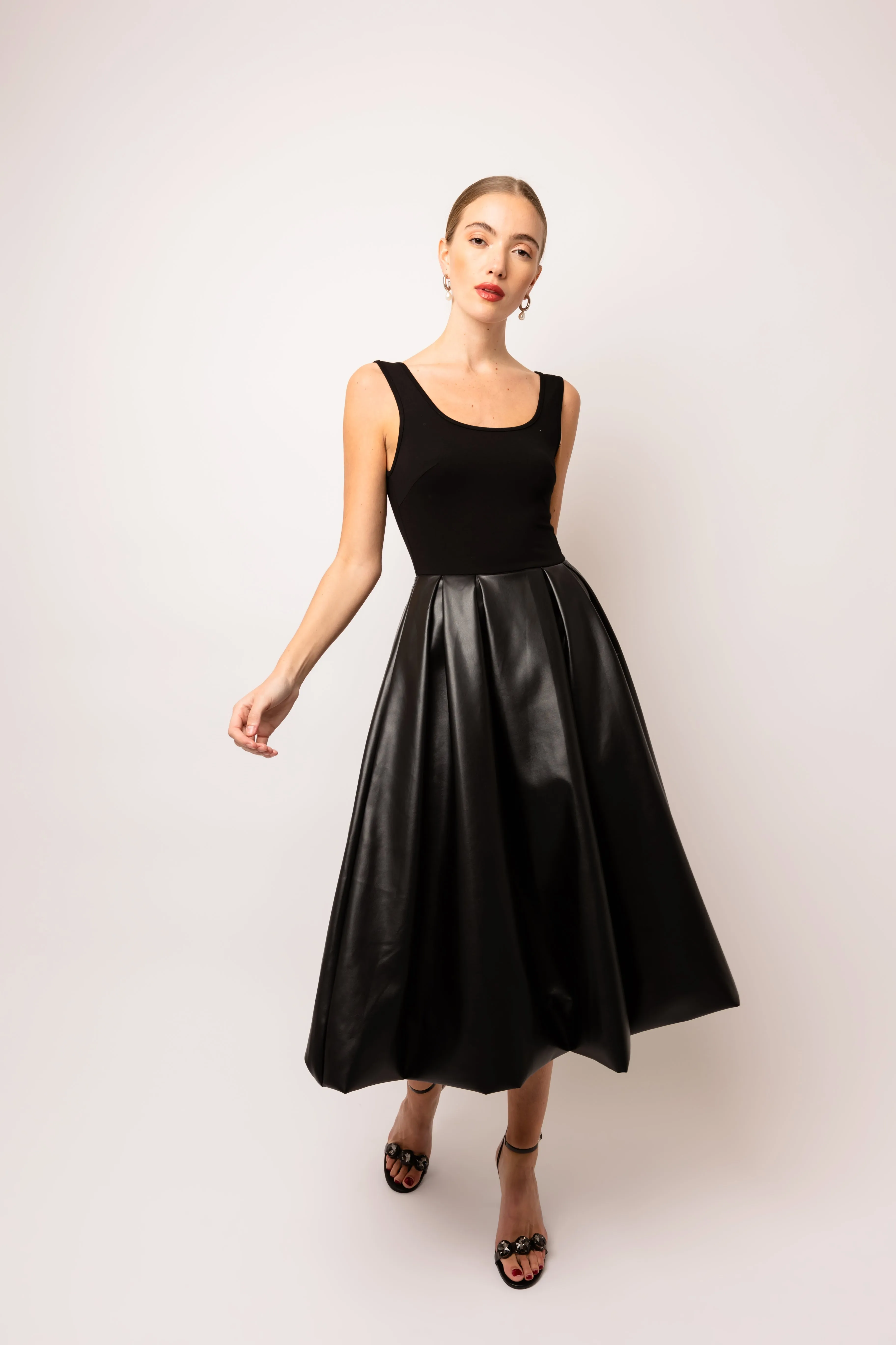 Addison Black Vegan Leather Puffball Dress sold by AMYLYNN product image thumbnail 3