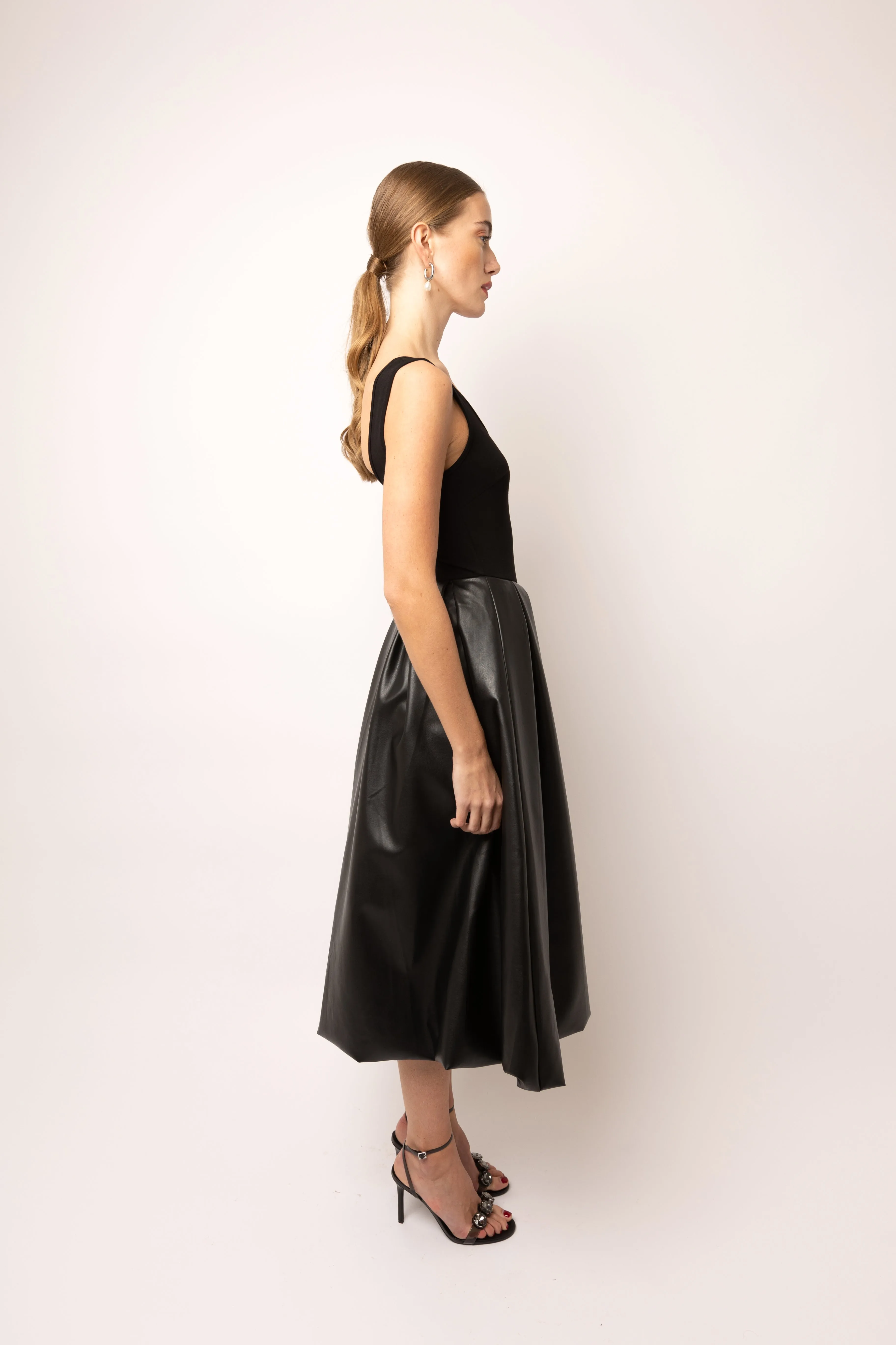 Addison Black Vegan Leather Puffball Dress sold by AMYLYNN product image thumbnail 5
