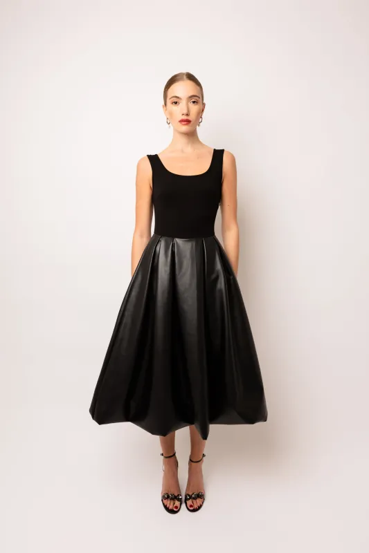 Addison Black Vegan Leather Puffball Dress sold by AMYLYNN