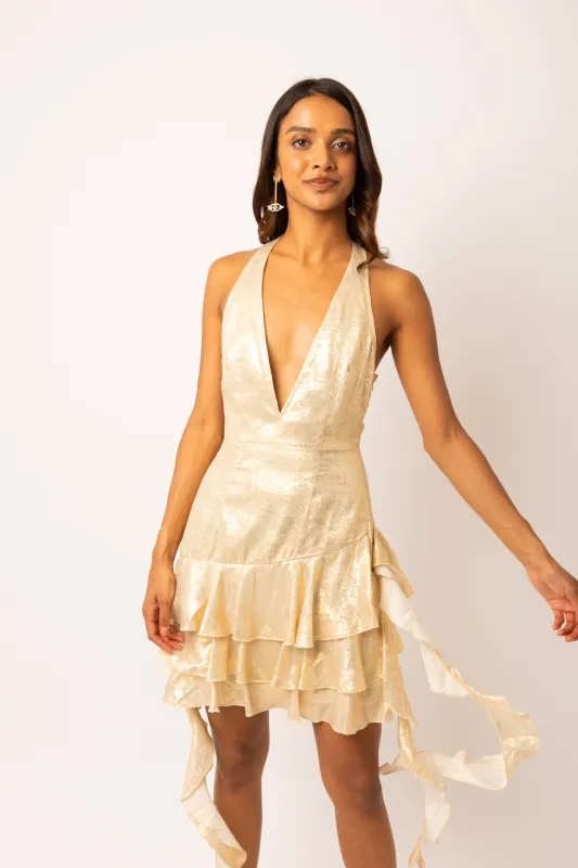 Becky Ice Gold Mini Dress sold by AMYLYNN