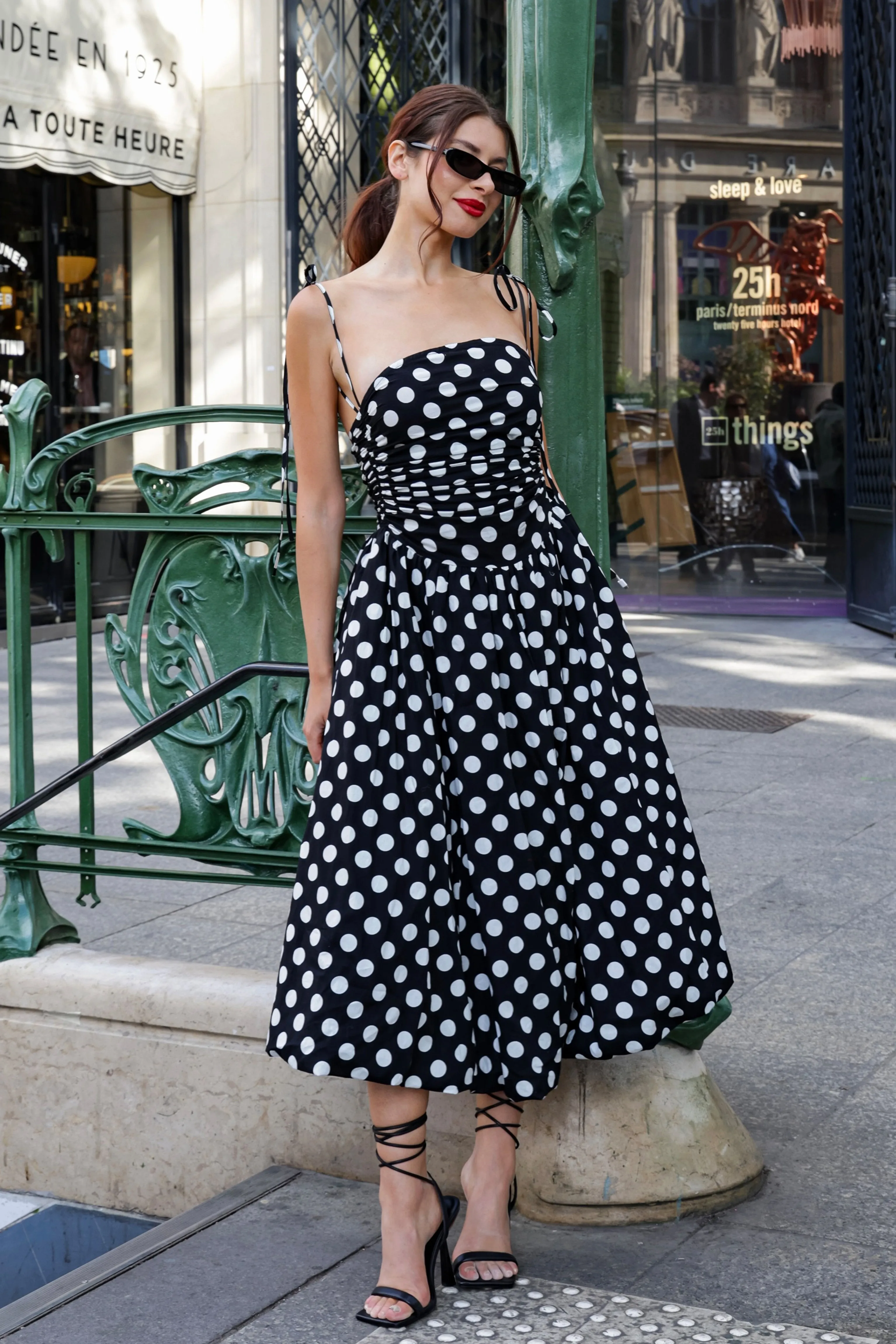 Alexa Rich Cotton Mono Polka Dot Puffball Dress sold by AMYLYNN product image thumbnail 2