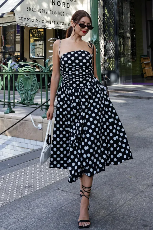 Alexa Rich Cotton Mono Polka Dot Puffball Dress sold by AMYLYNN