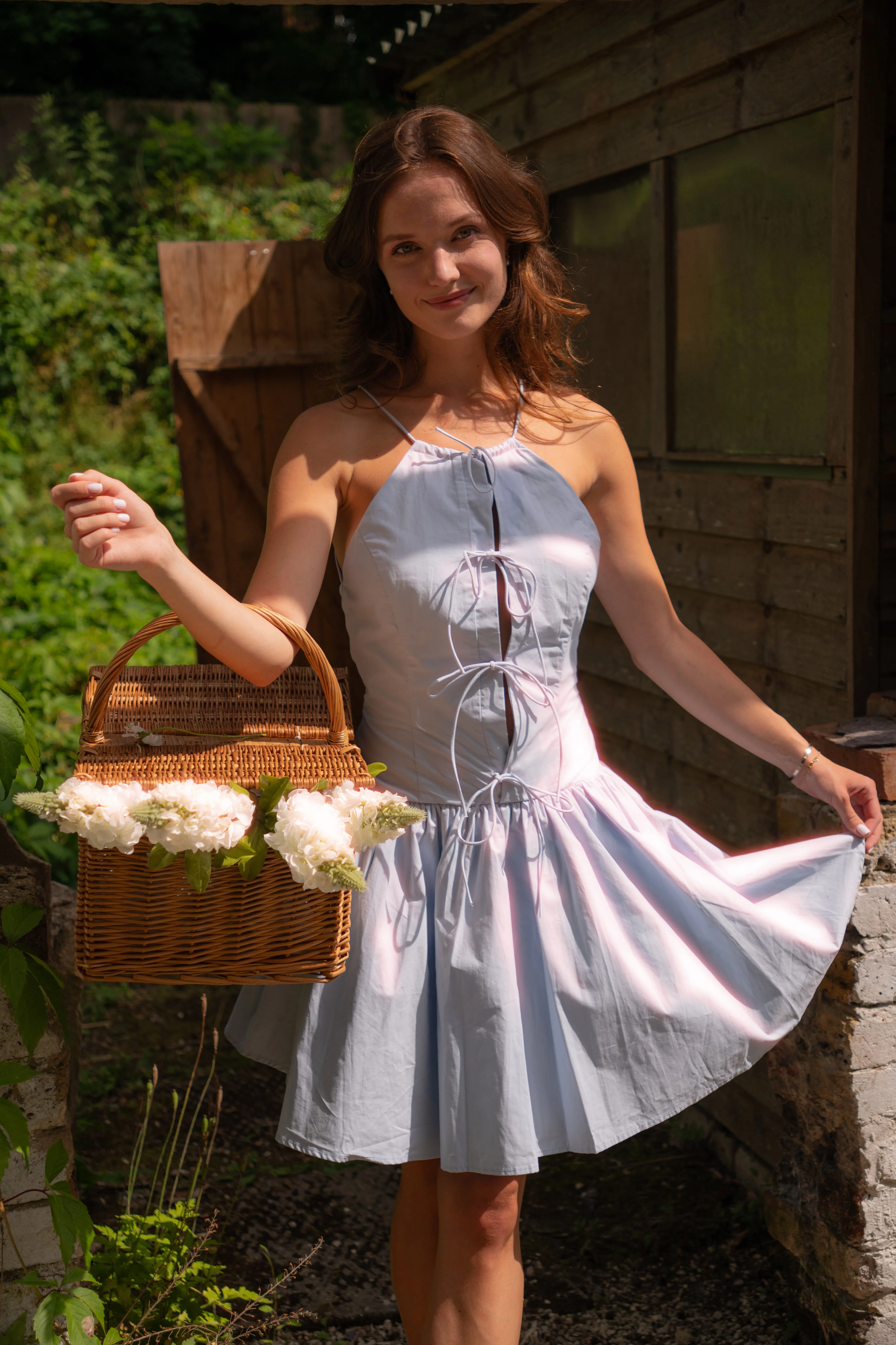 Raffaella Pure Cotton Blue Skater Dress sold by AMYLYNN