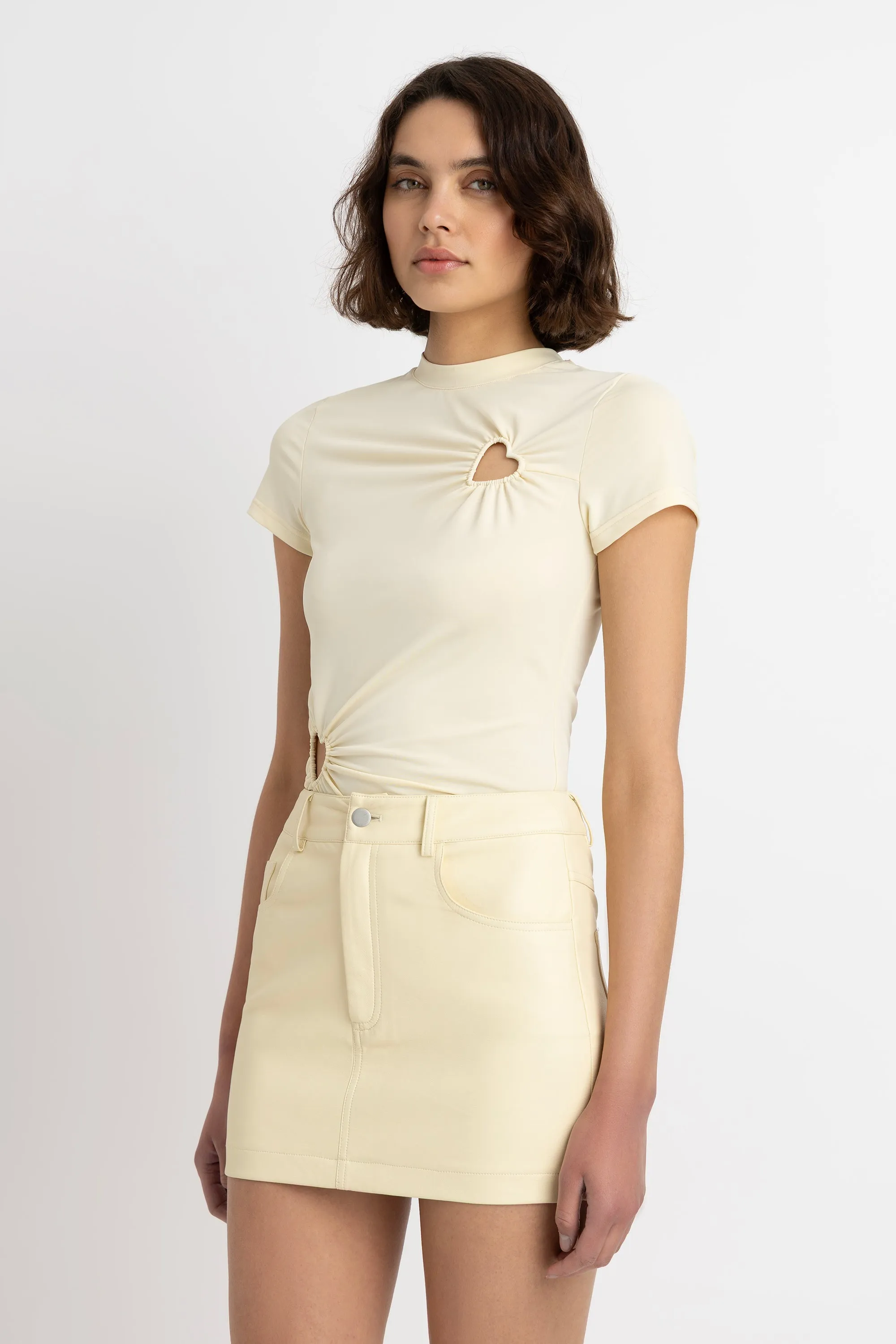 Bowie Butter Yellow Heart Cut Out Top sold by AMYLYNN