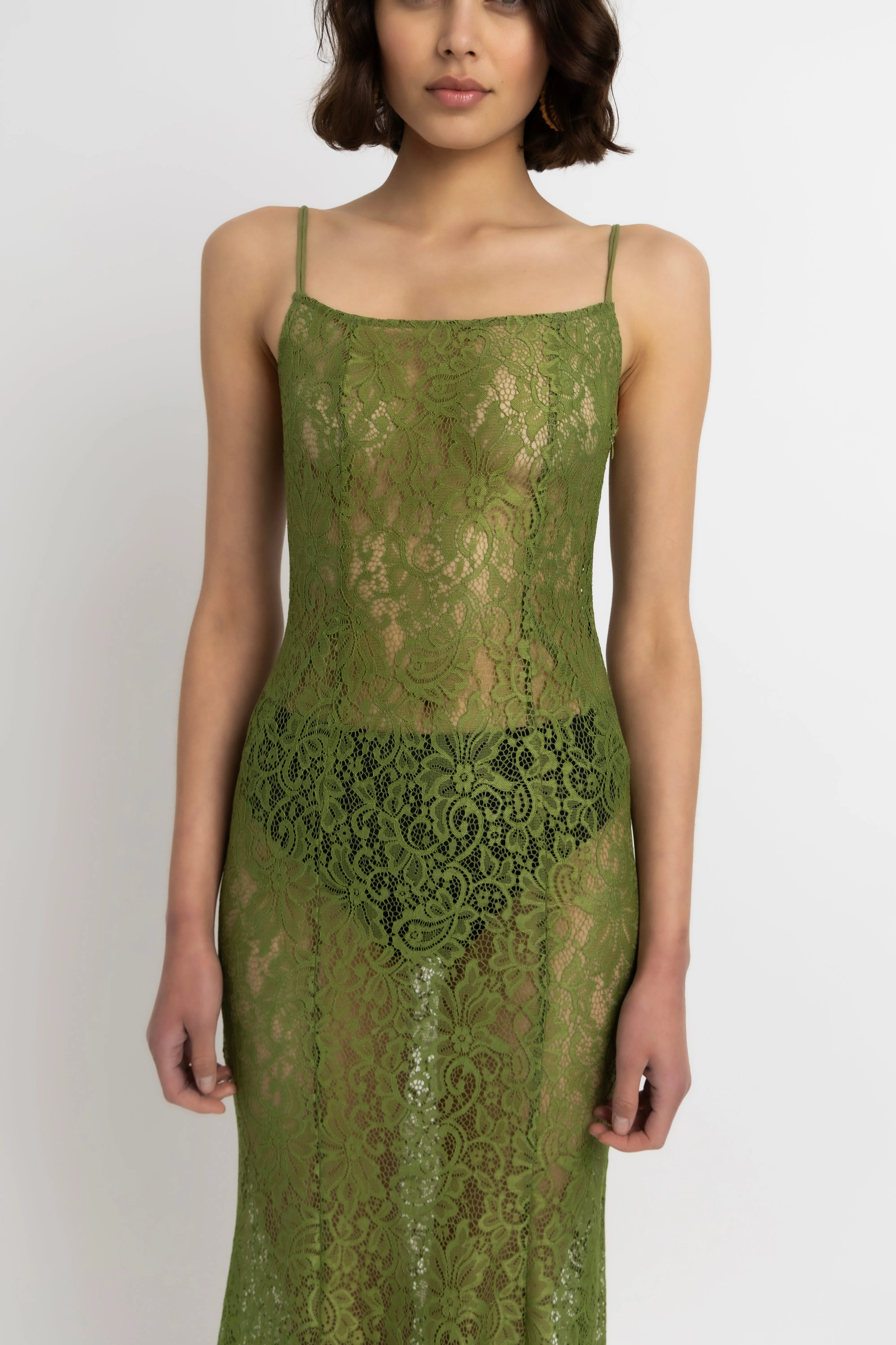 Sahar Olive Floral Lace Maxi Dress sold by AMYLYNN product image thumbnail 2