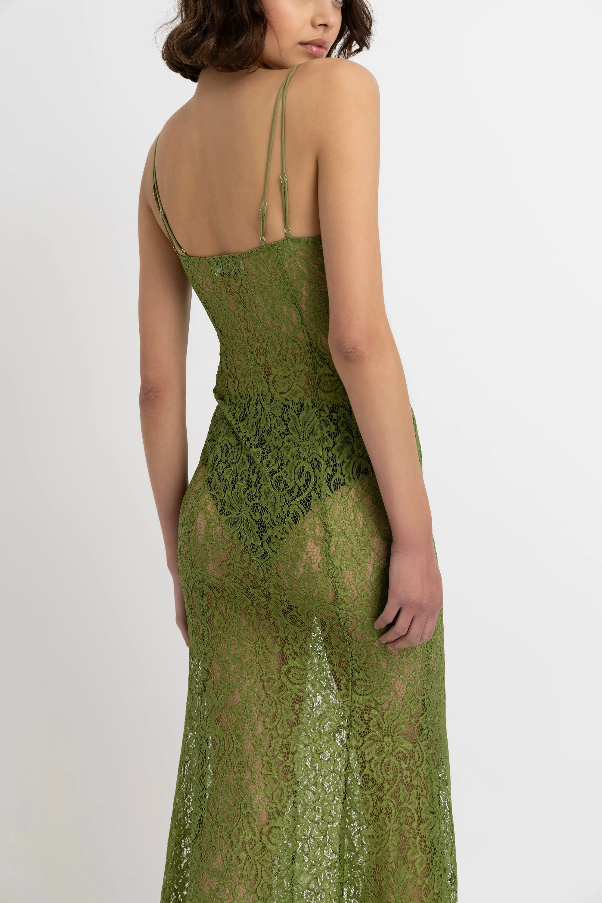Sahar Olive Floral Lace Maxi Dress sold by AMYLYNN product image thumbnail 4