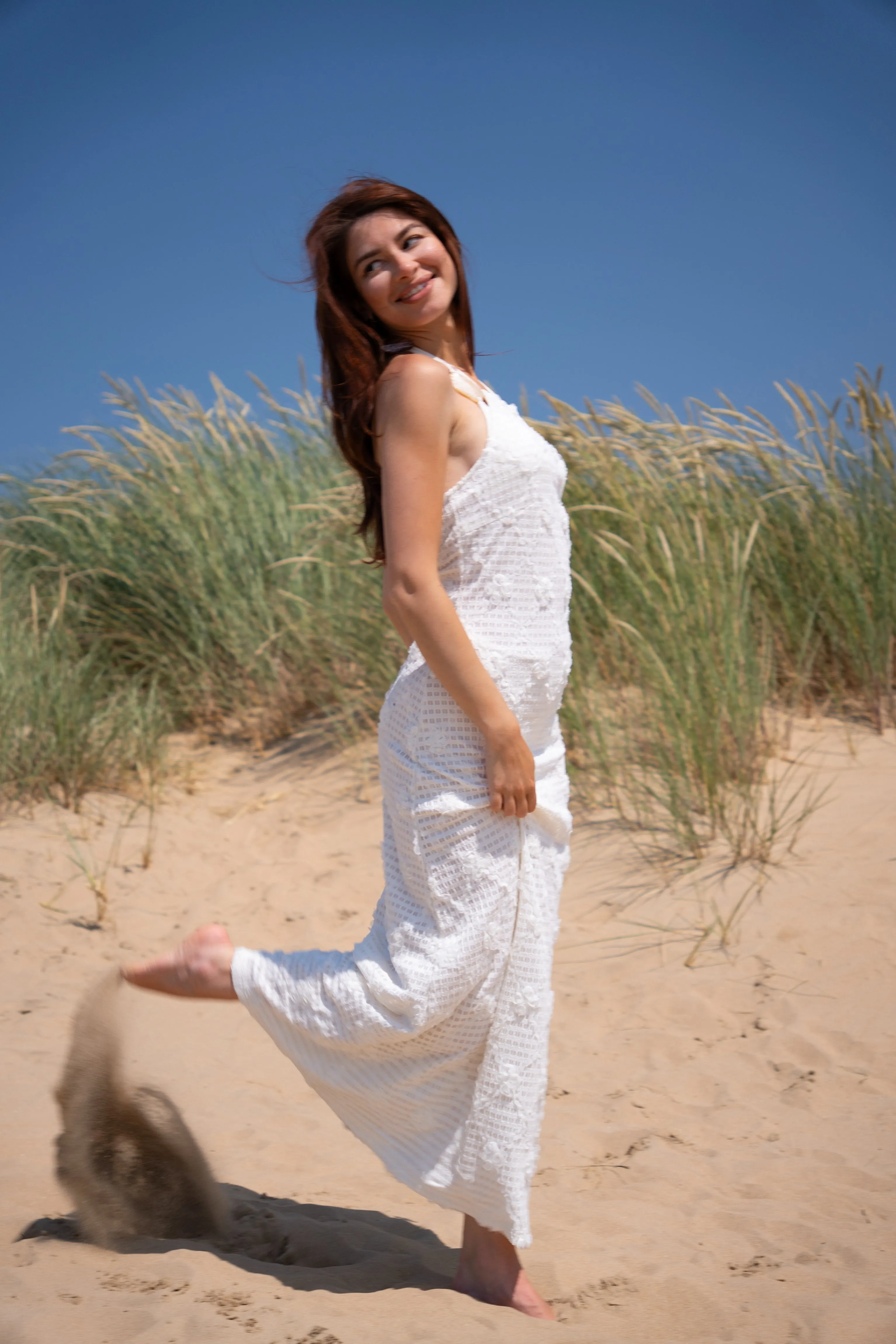 Cali Pure Cotton Cream Floral Crochet Maxi Dress sold by AMYLYNN product image thumbnail 5