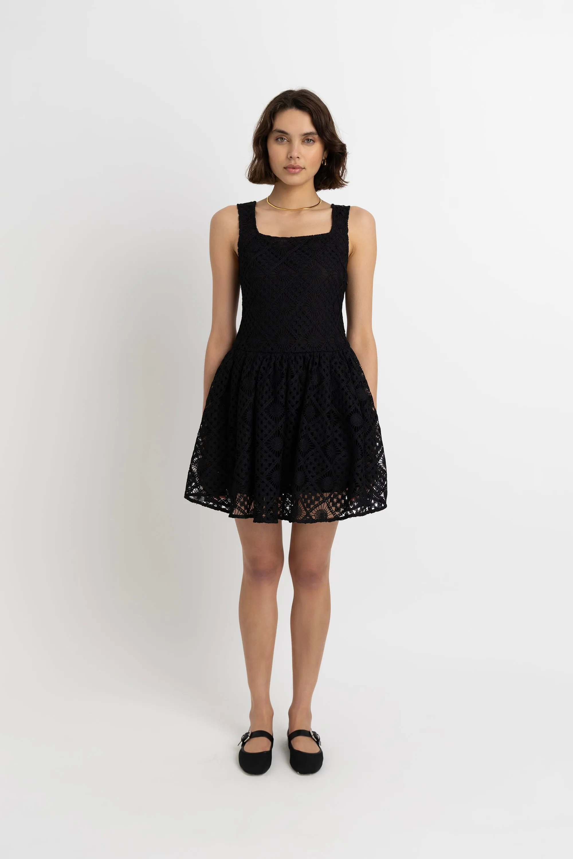 Sylvie Pure Cotton Black Crochet Mini Dress sold by AMYLYNN product image thumbnail 5