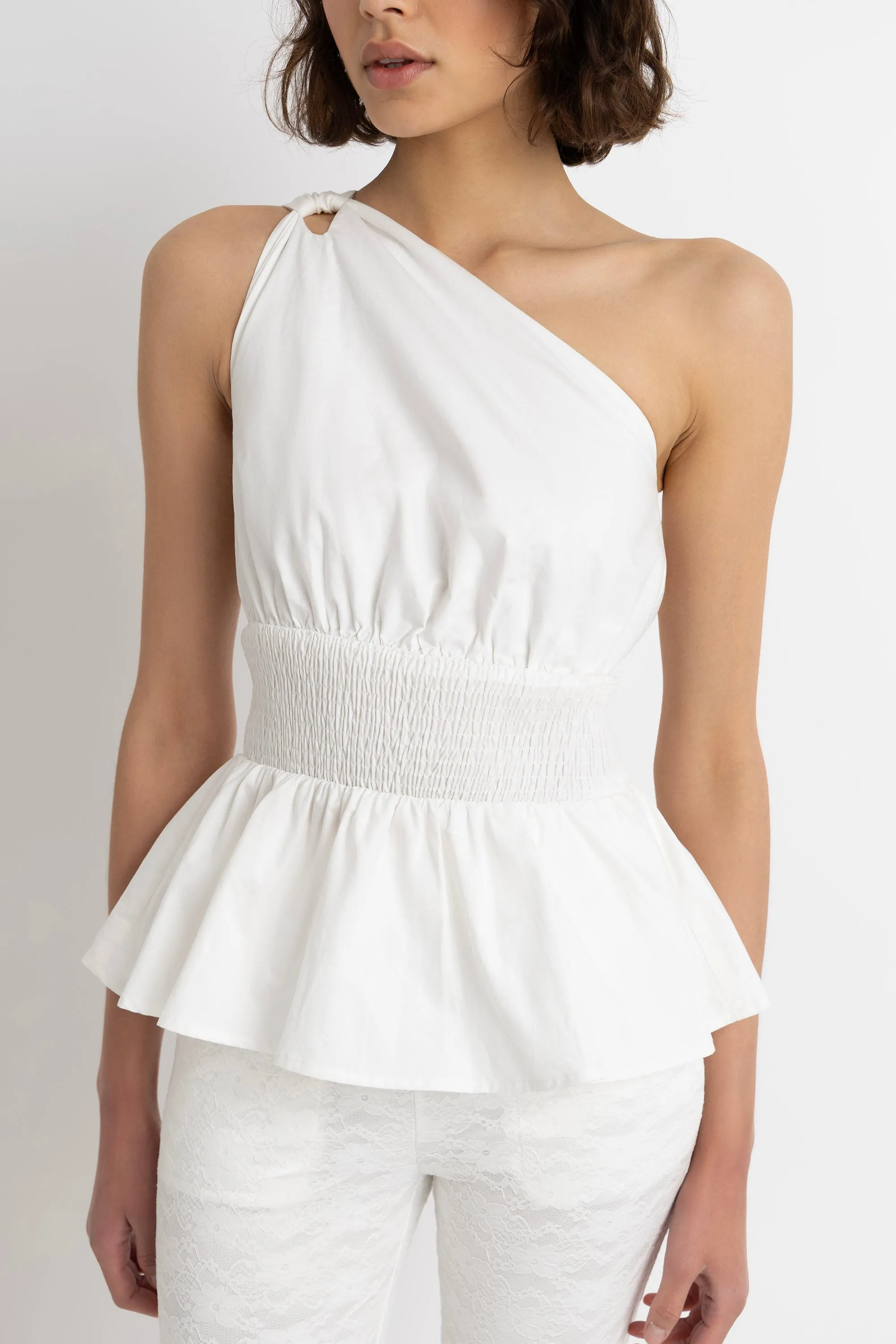 Allegra Pure Cotton Asymmetrical Peplum Top sold by AMYLYNN product image thumbnail 2