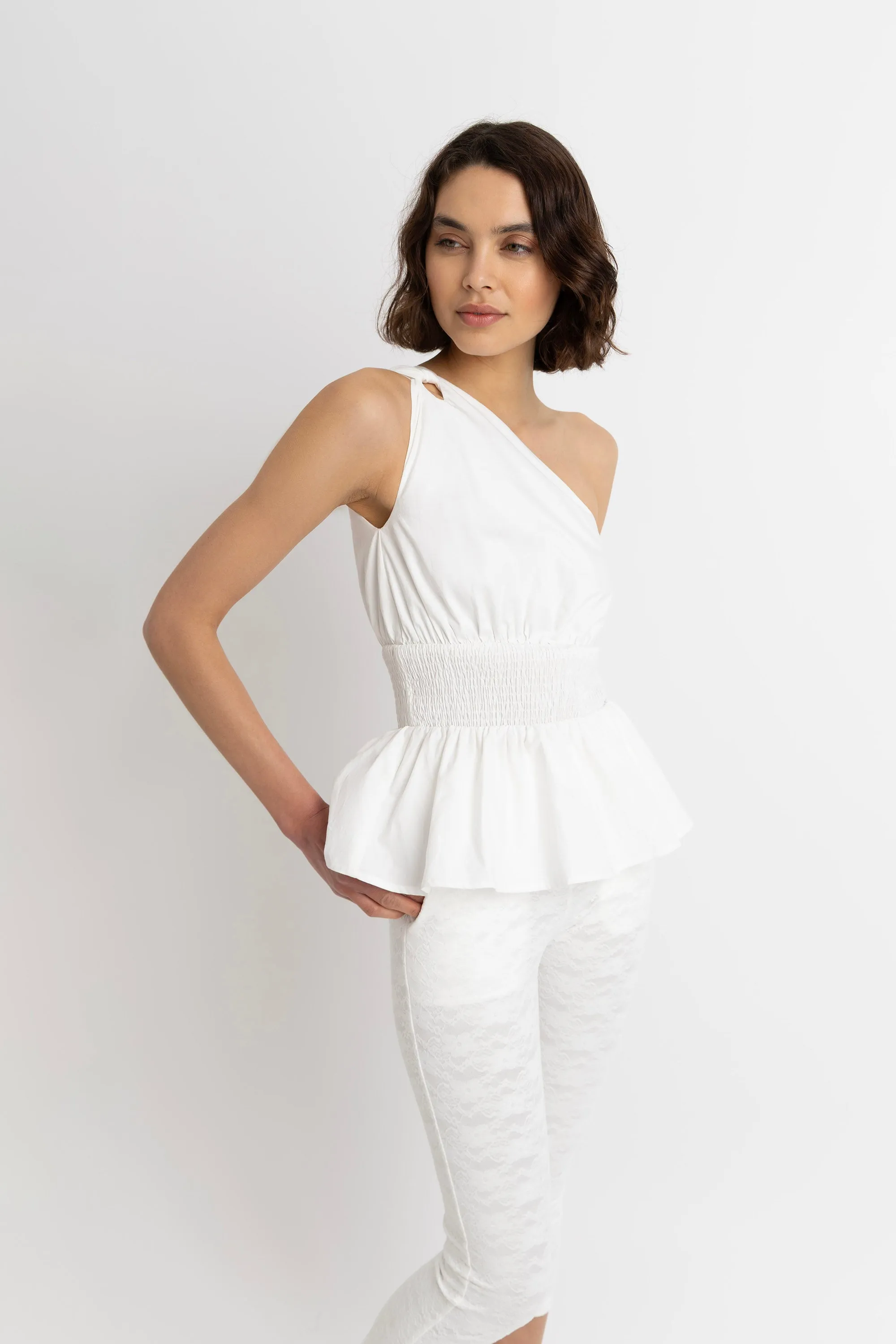 Allegra Pure Cotton Asymmetrical Peplum Top sold by AMYLYNN product image thumbnail 4