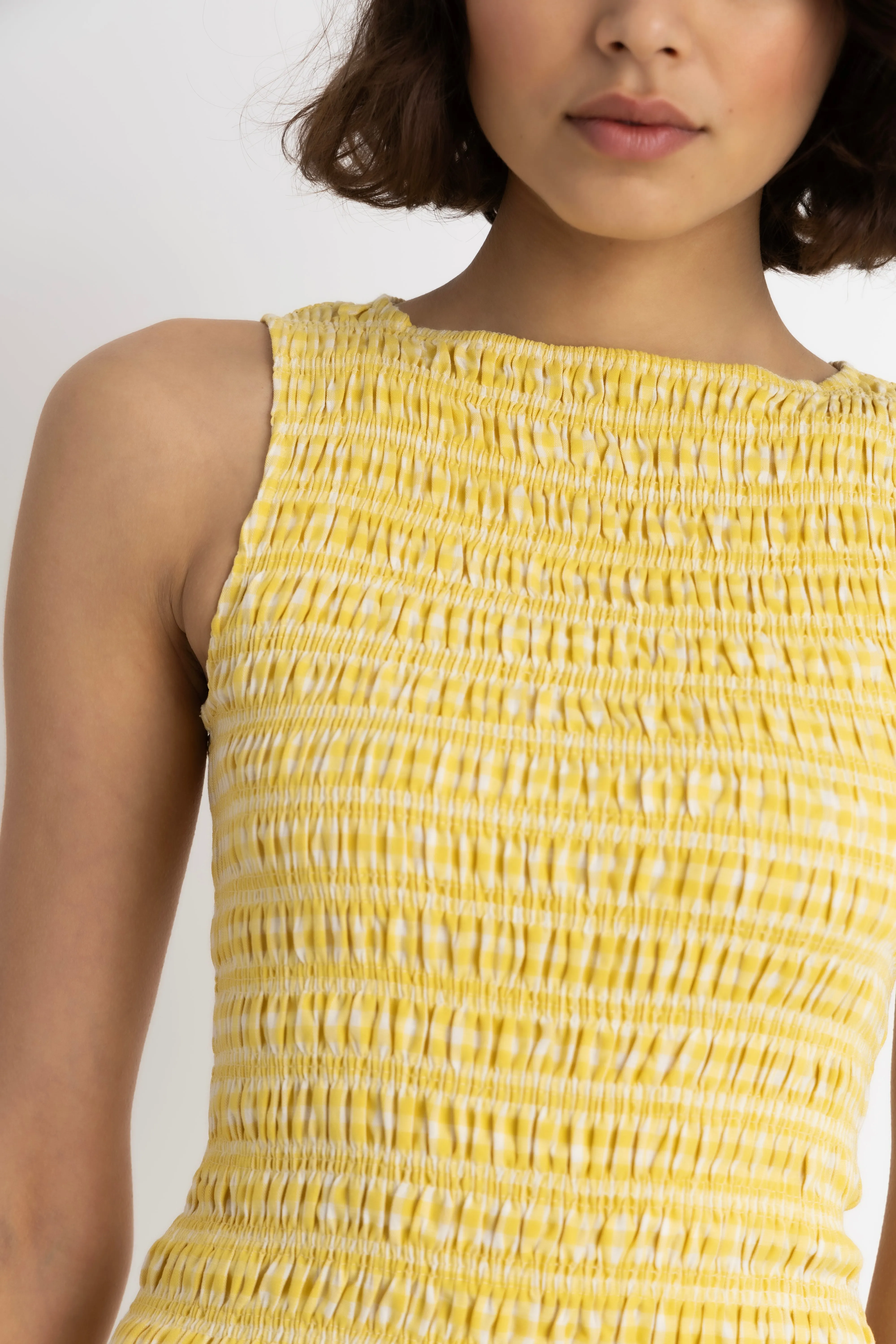 Sonya Pure Cotton Lemon Yellow Gingham Top sold by AMYLYNN product image thumbnail 4