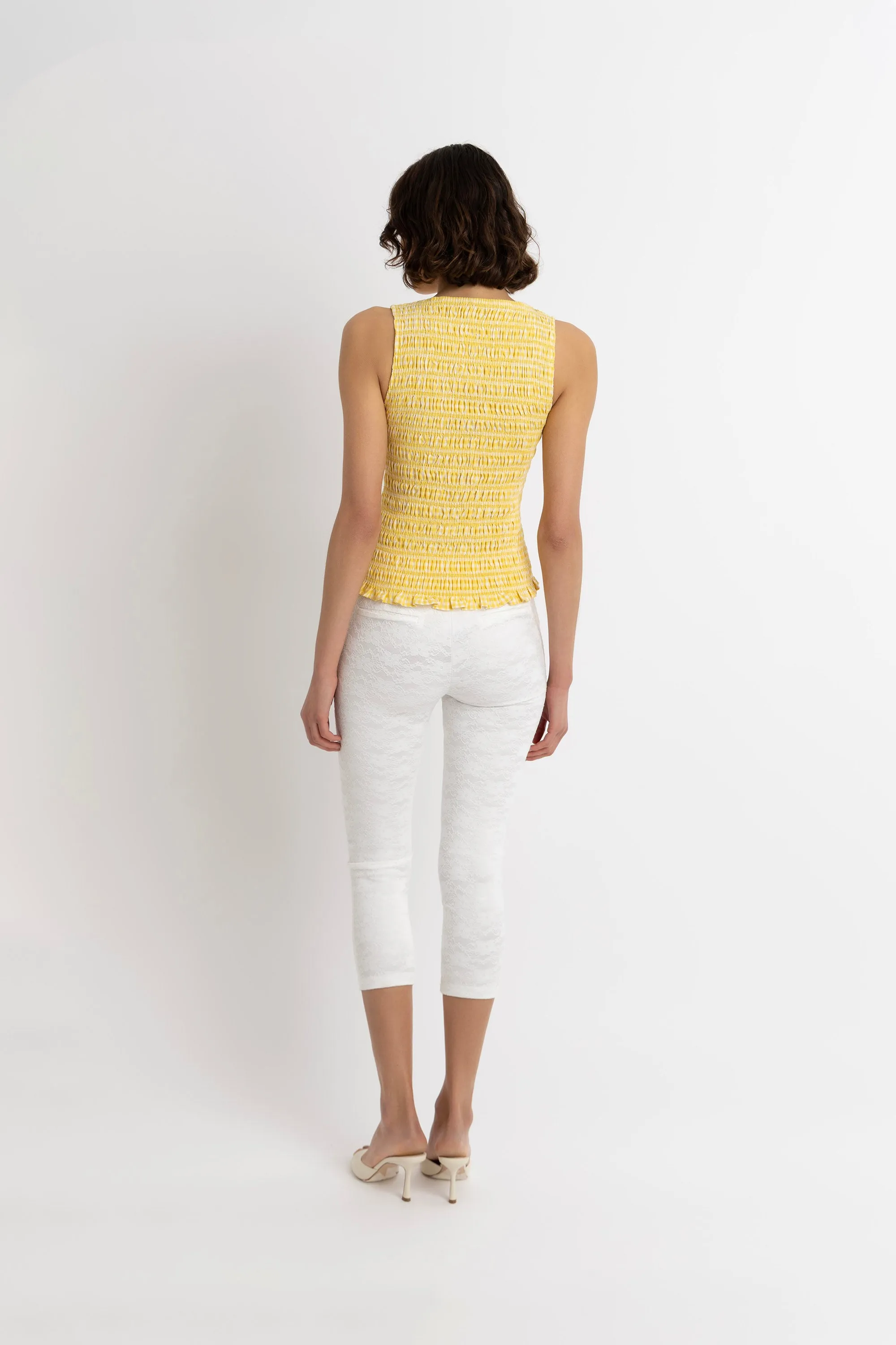 Sonya Pure Cotton Lemon Yellow Gingham Top sold by AMYLYNN product image thumbnail 5