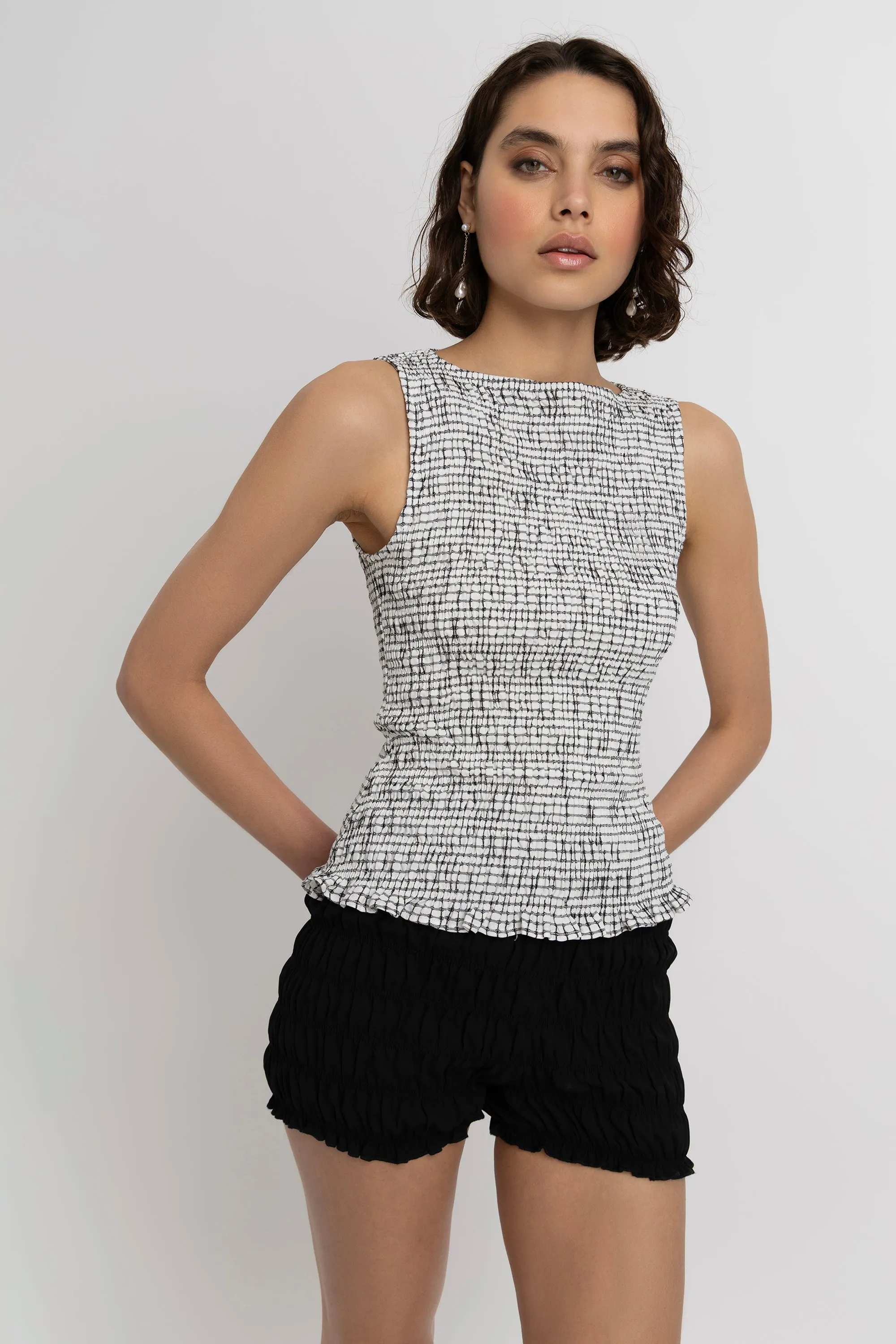 Sonya Pure Cotton Mono Check Top sold by AMYLYNN product image thumbnail 3