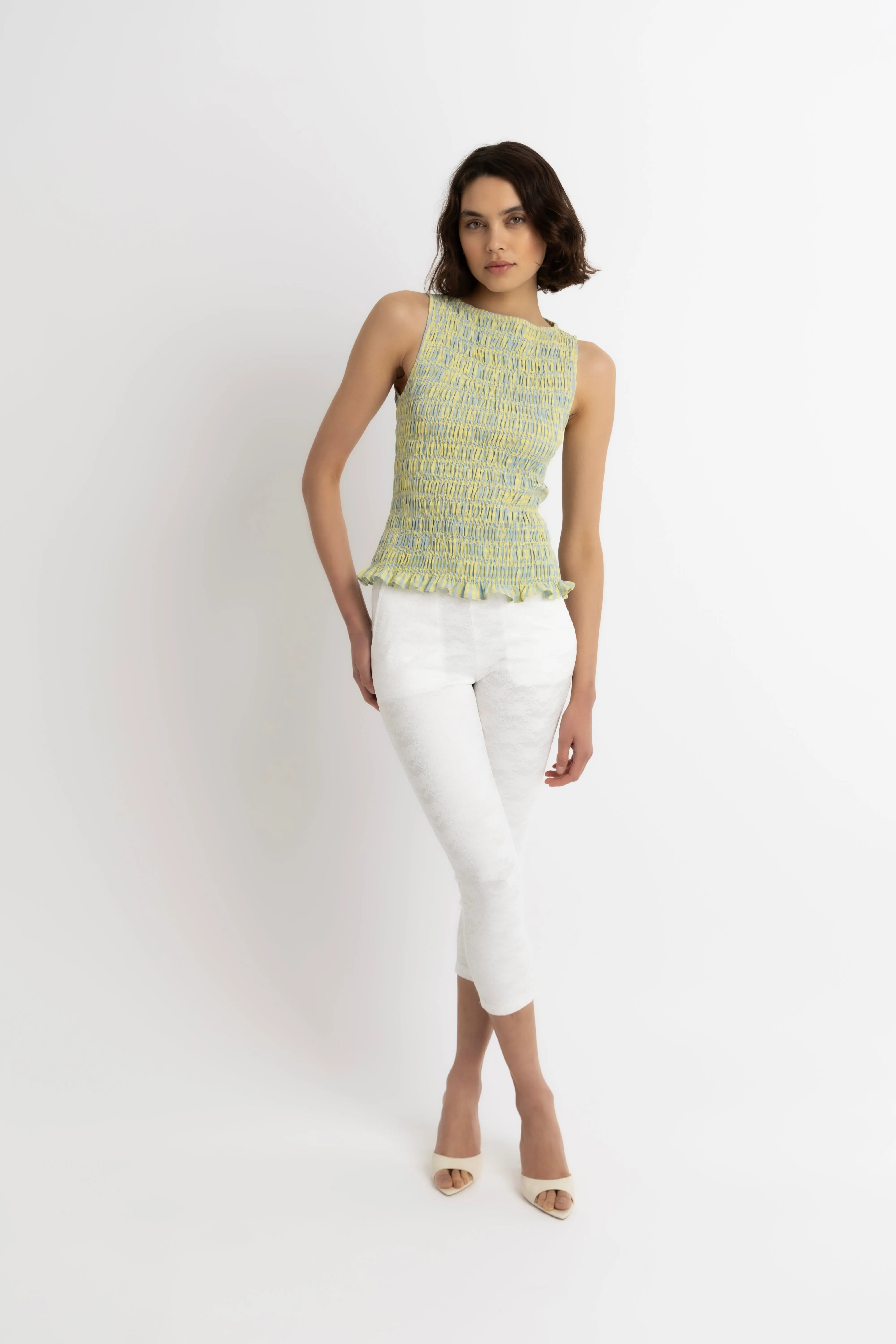 Sonya Pure Cotton Yellow Blue Check Top sold by AMYLYNN product image thumbnail 5