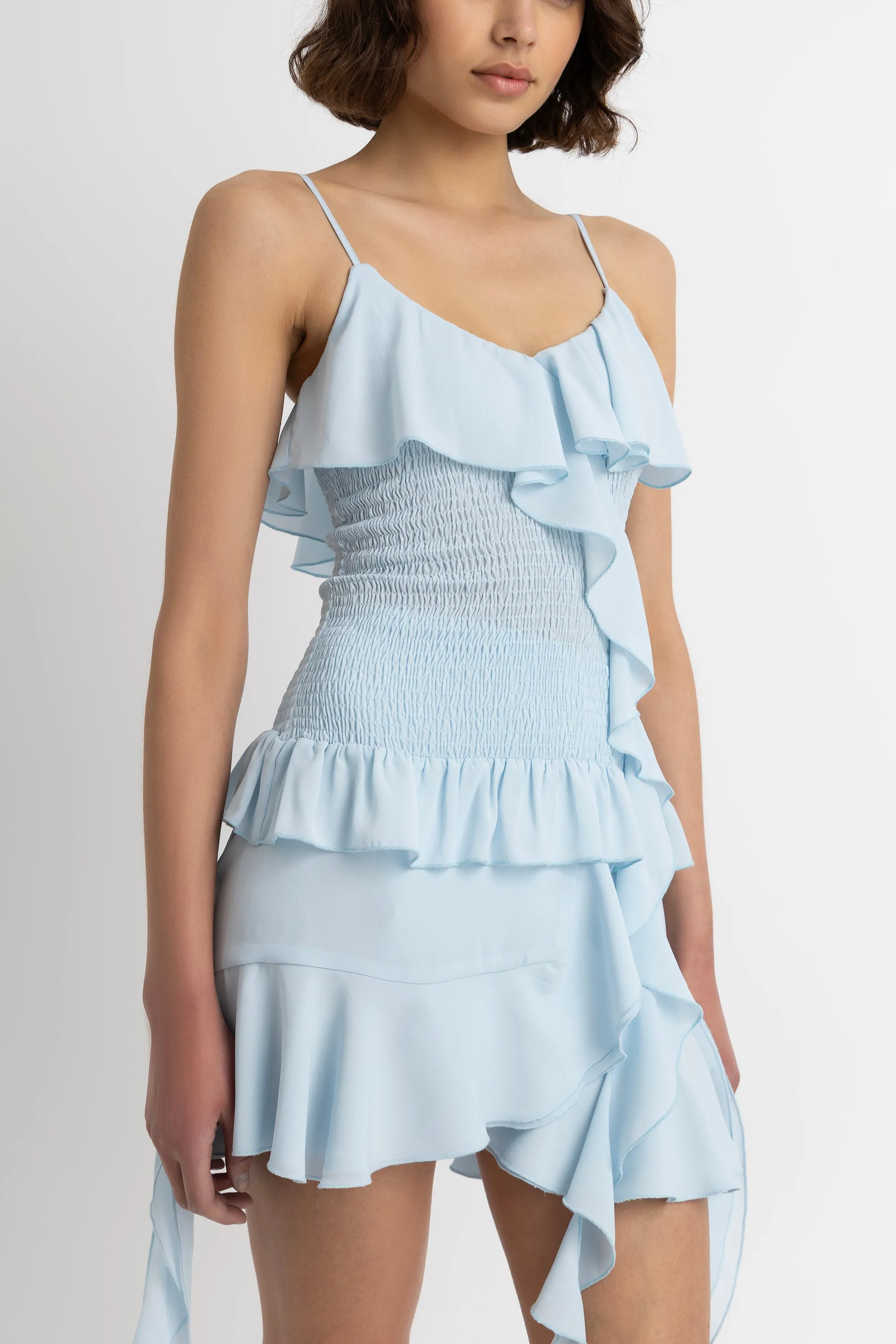 Stefania Blue Draped Ruffles Top sold by AMYLYNN product image thumbnail 3