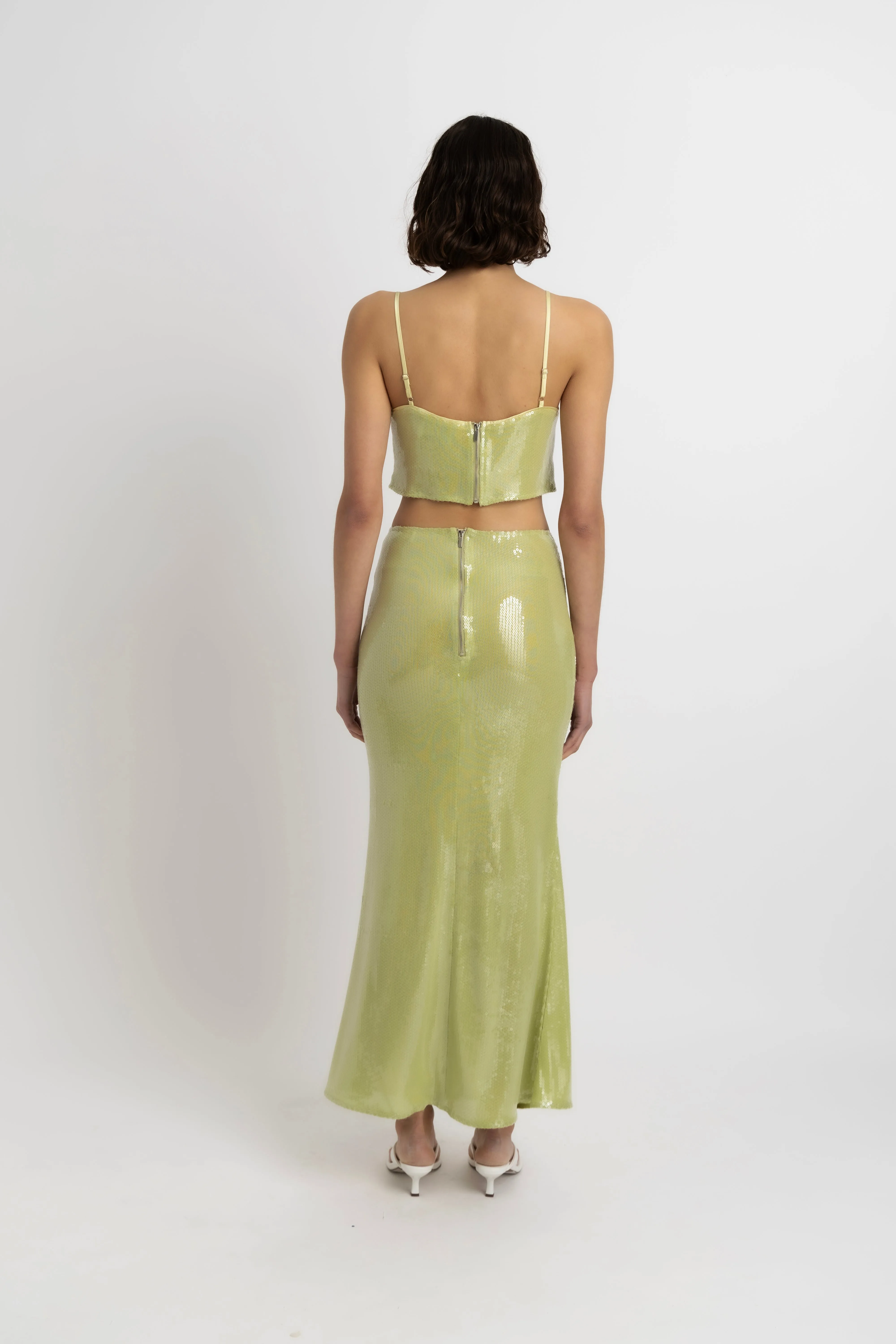 Ambra Lime Green Sequin Crop Top sold by AMYLYNN product image thumbnail 5