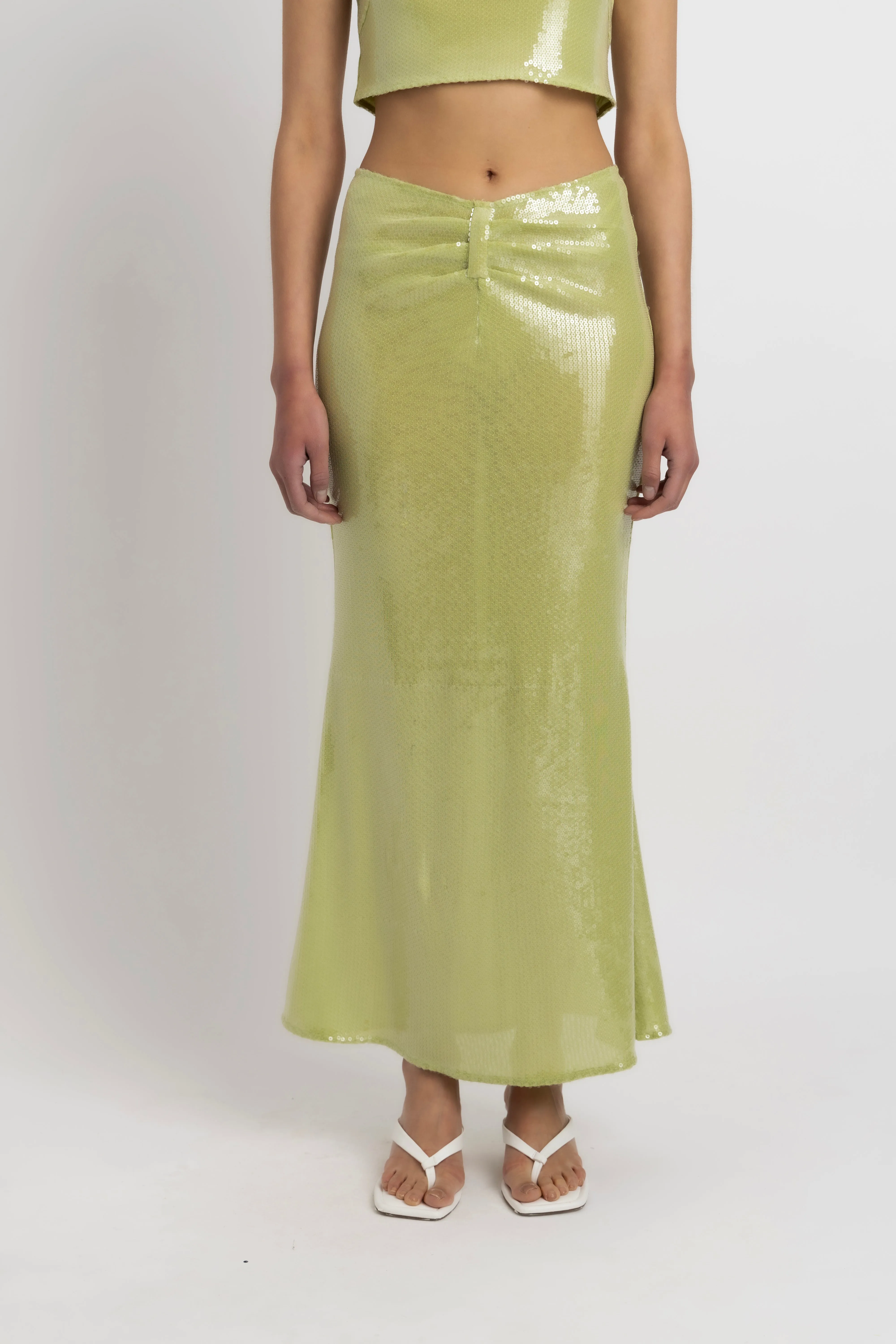 Riva Lime Green Sequin Maxi Skirt sold by AMYLYNN product image thumbnail 4