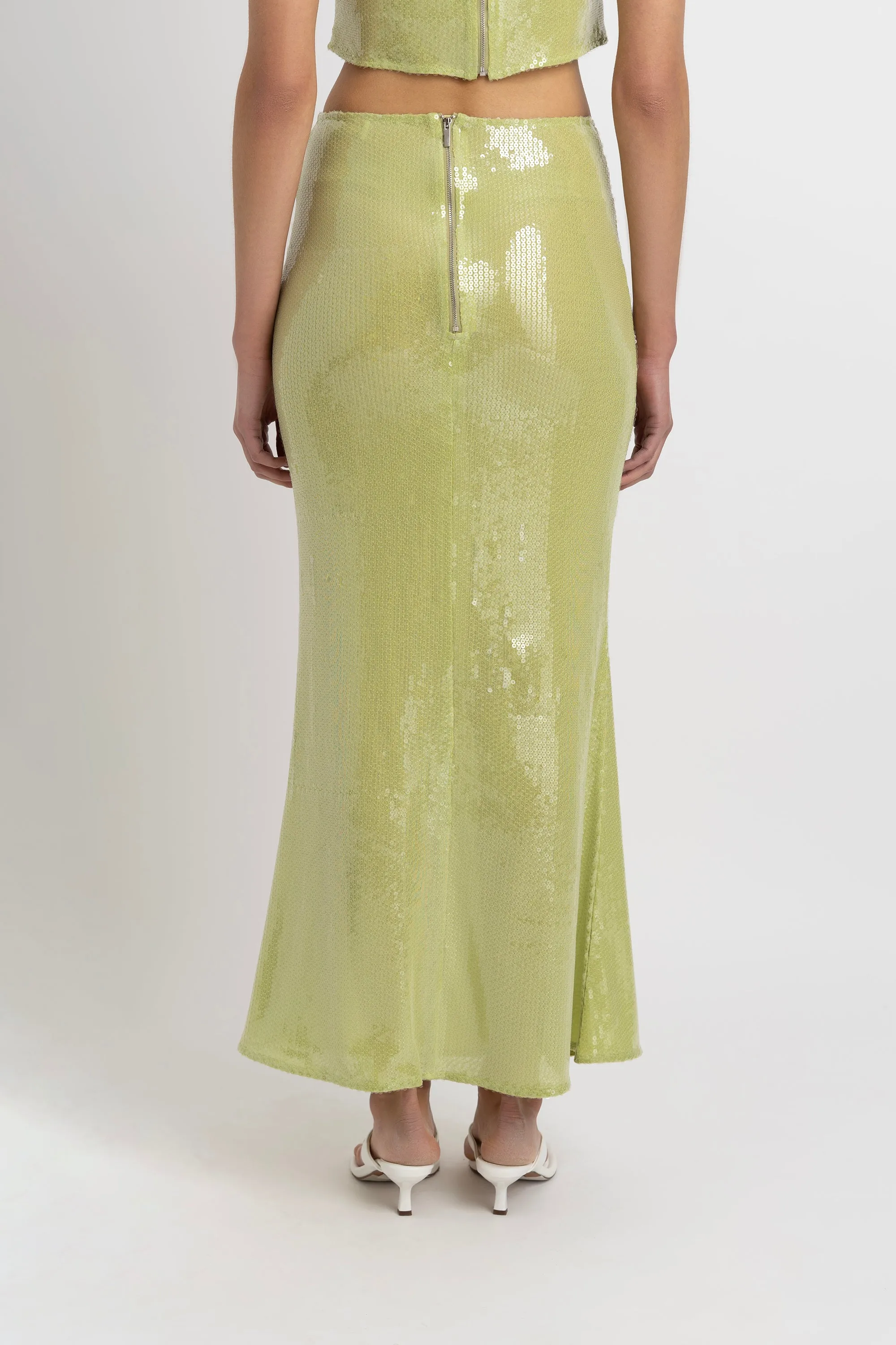 Riva Lime Green Sequin Maxi Skirt sold by AMYLYNN product image thumbnail 5