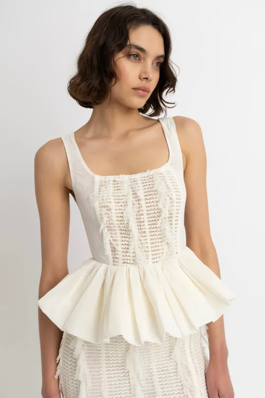 Calla Ivory Peplum Top sold by AMYLYNN
