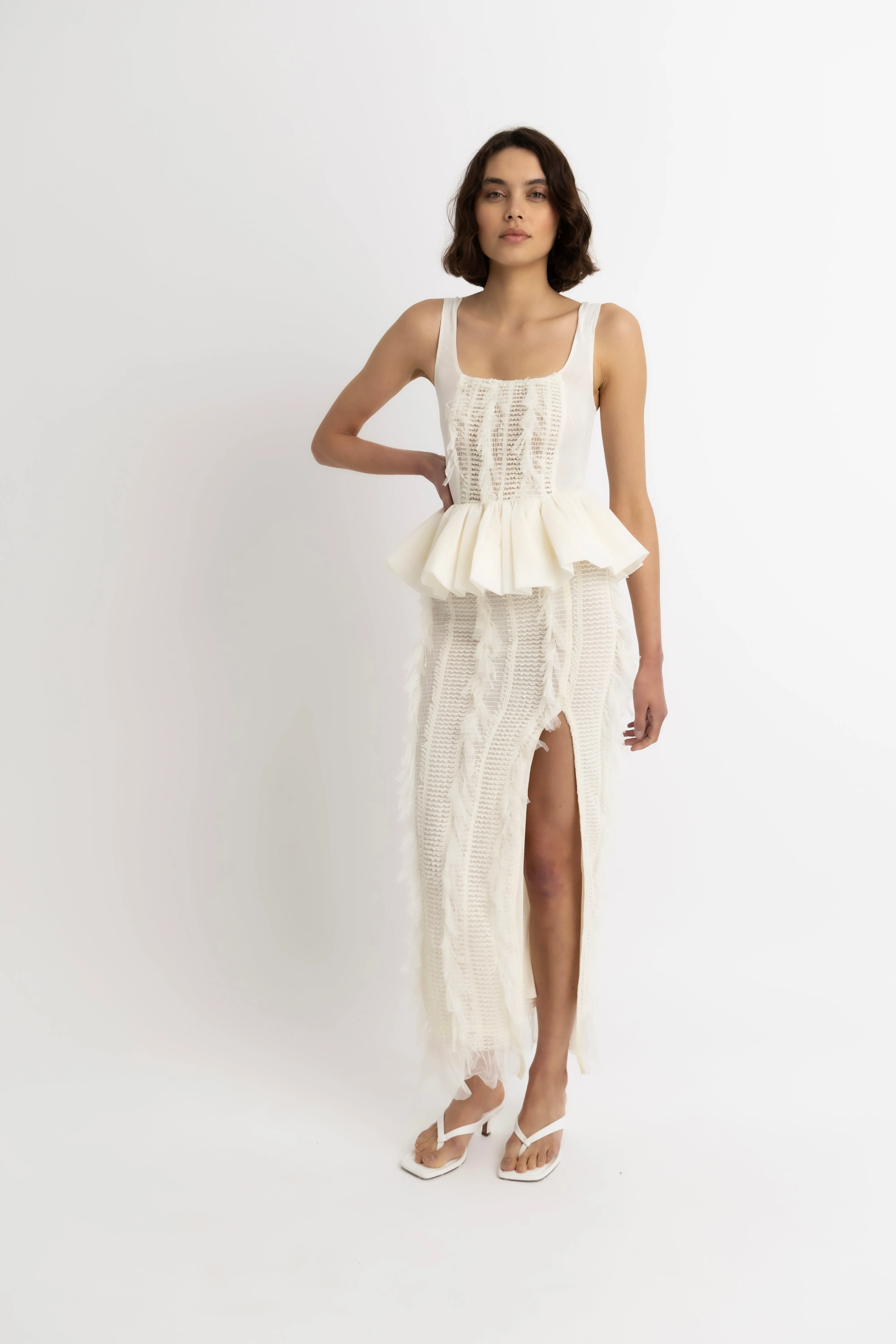 Calla Ivory Maxi Ruffle Skirt sold by AMYLYNN product image thumbnail 2