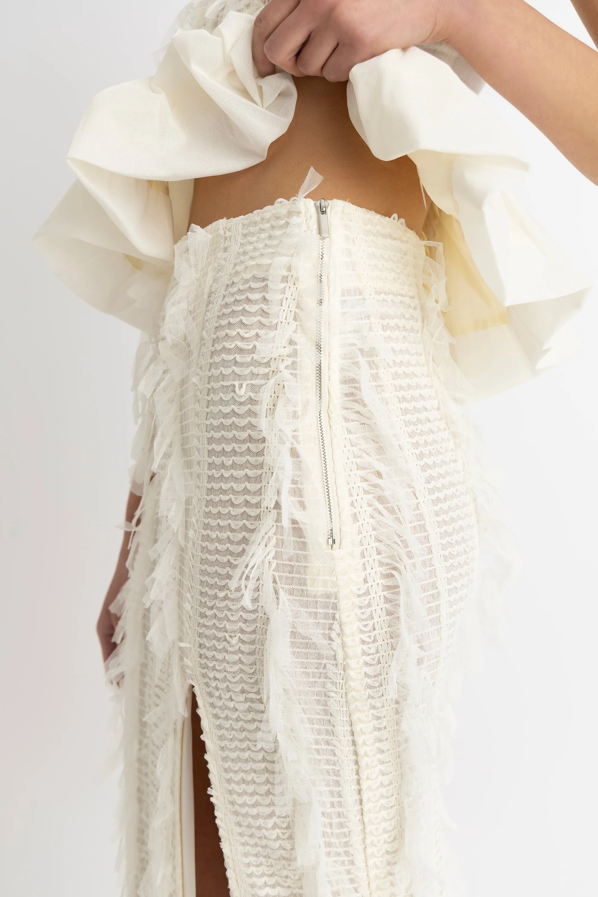 Calla Ivory Maxi Ruffle Skirt sold by AMYLYNN product image thumbnail 3