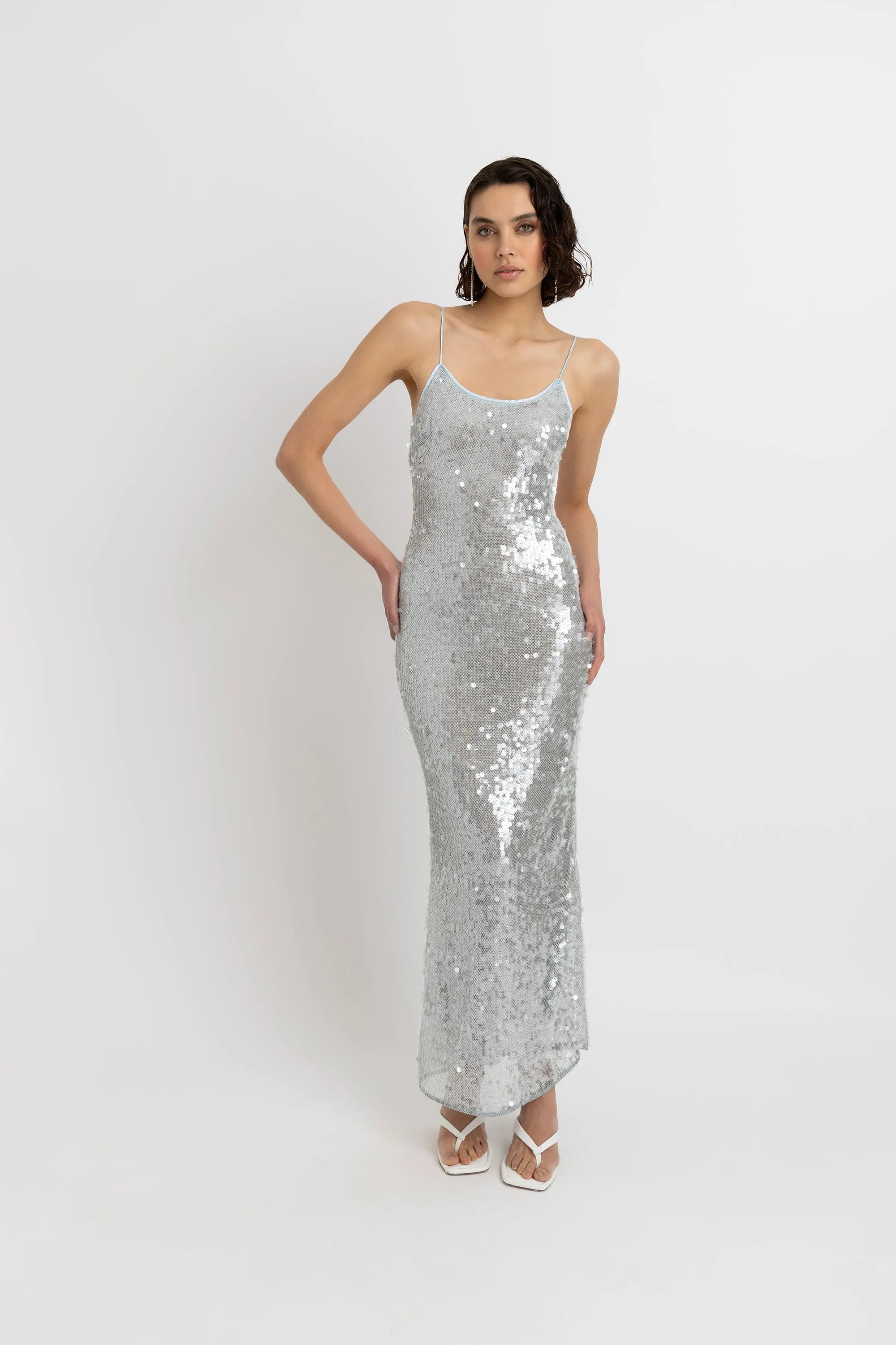 Gigi Ice Blue Sequin Maxi Dress sold by AMYLYNN product image thumbnail 5