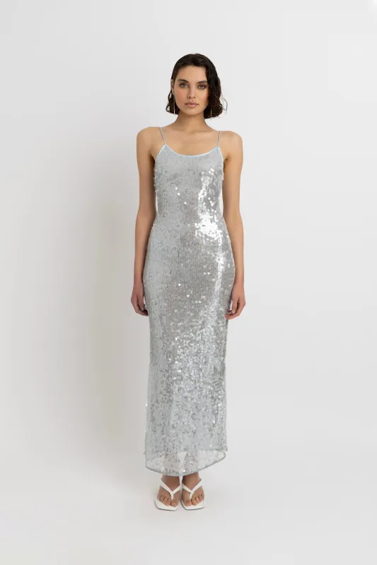 Gigi Ice Blue Sequin Maxi Dress sold by AMYLYNN