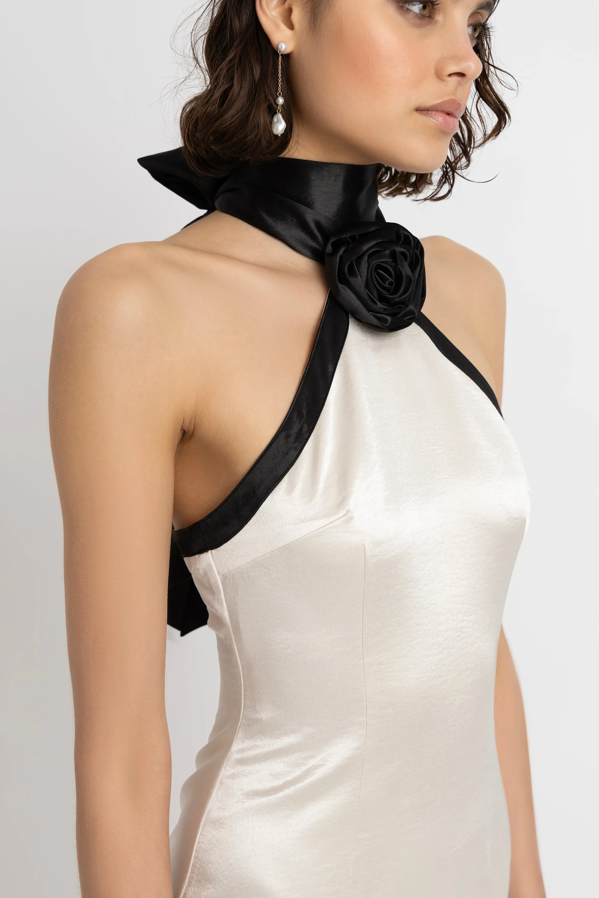 Rosella Satin Halterneck Mini Dress sold by AMYLYNN product image thumbnail 4