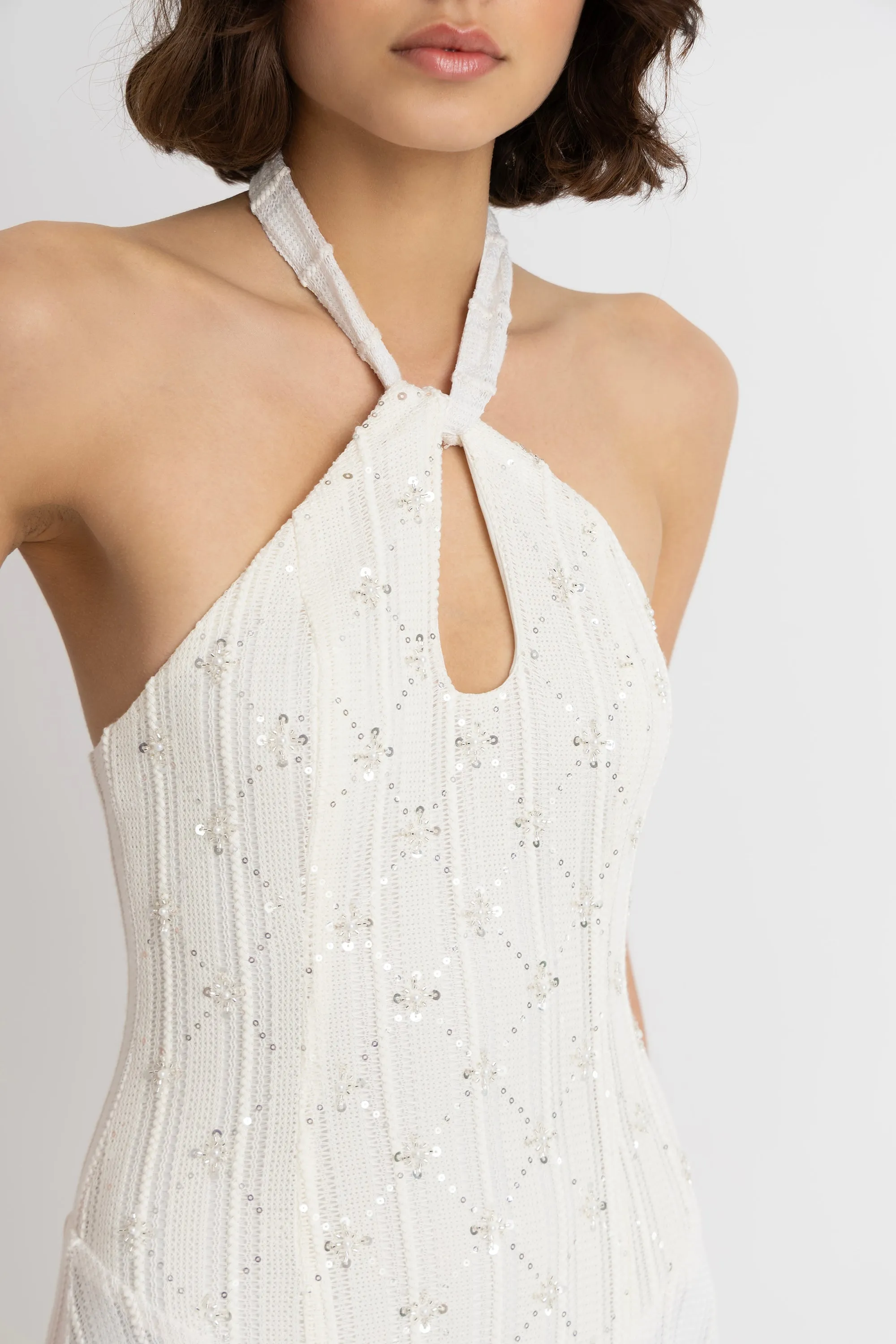 Gaia Cream Crochet Halterneck Maxi Dress sold by AMYLYNN product image thumbnail 2