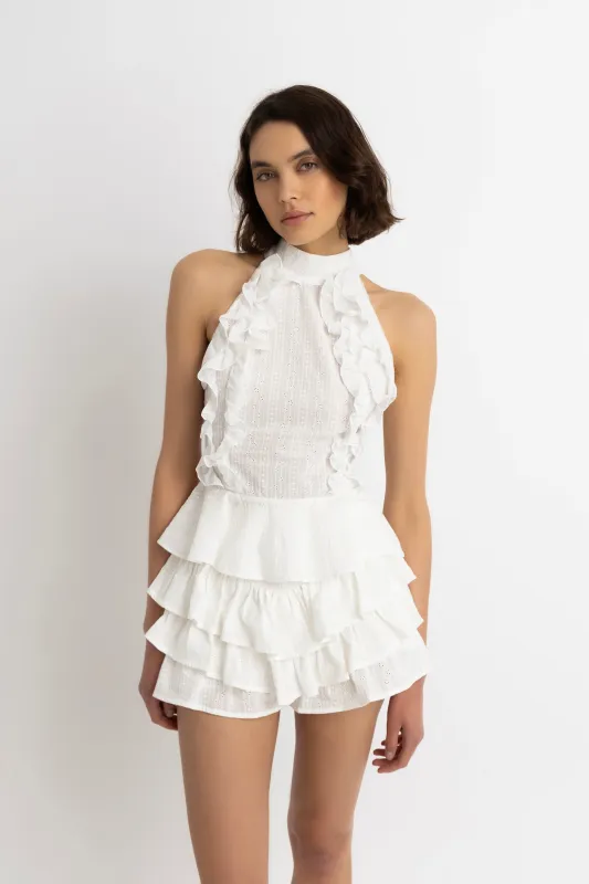 Nicola Pure Cotton White Broderie Top sold by AMYLYNN