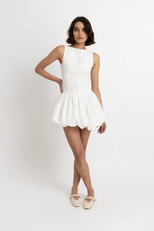 Grazia Pure Cotton White Mini Puffball Dress sold by AMYLYNN
