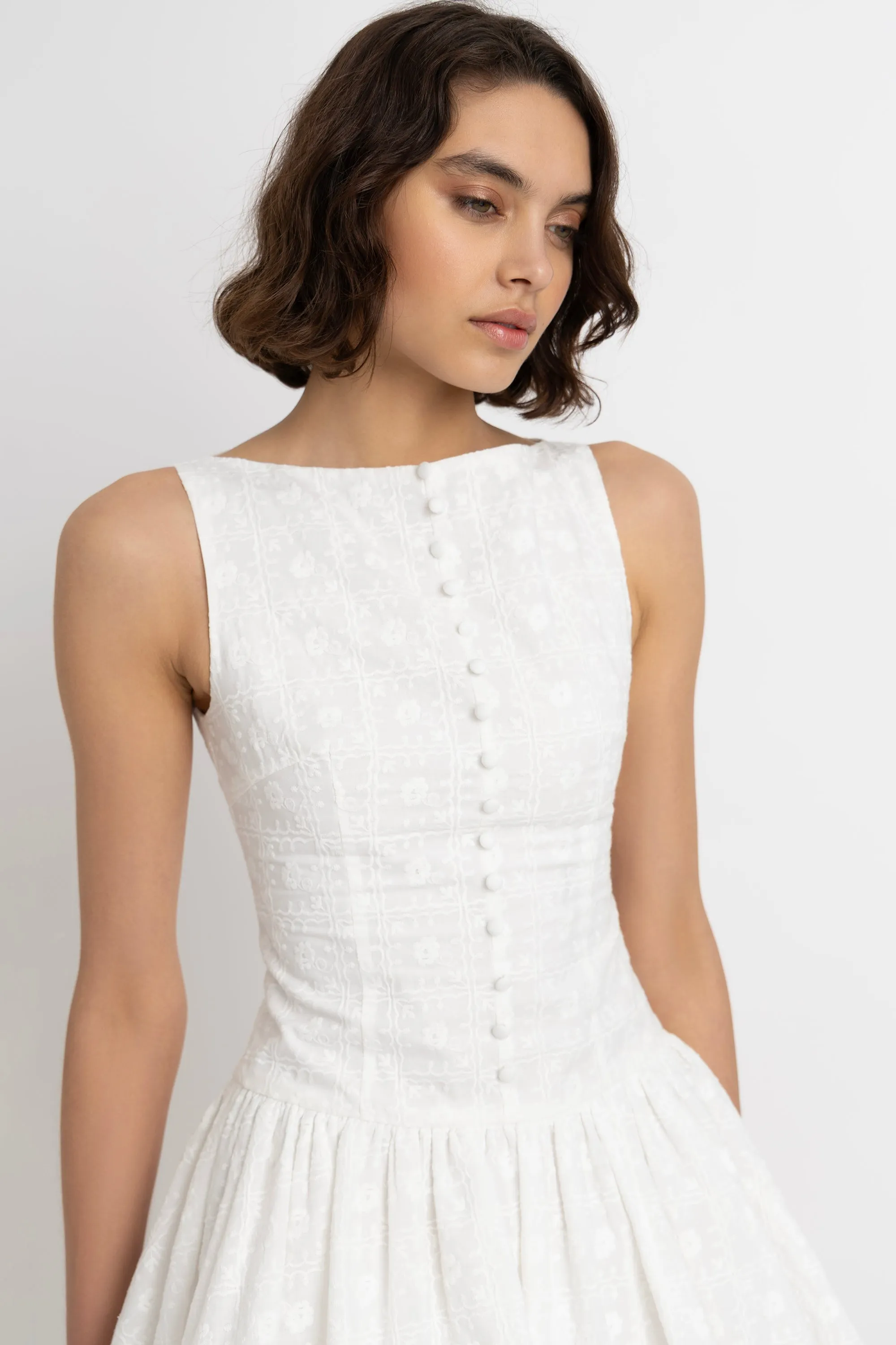 Grazia Pure Cotton White Mini Puffball Dress sold by AMYLYNN product image thumbnail 2