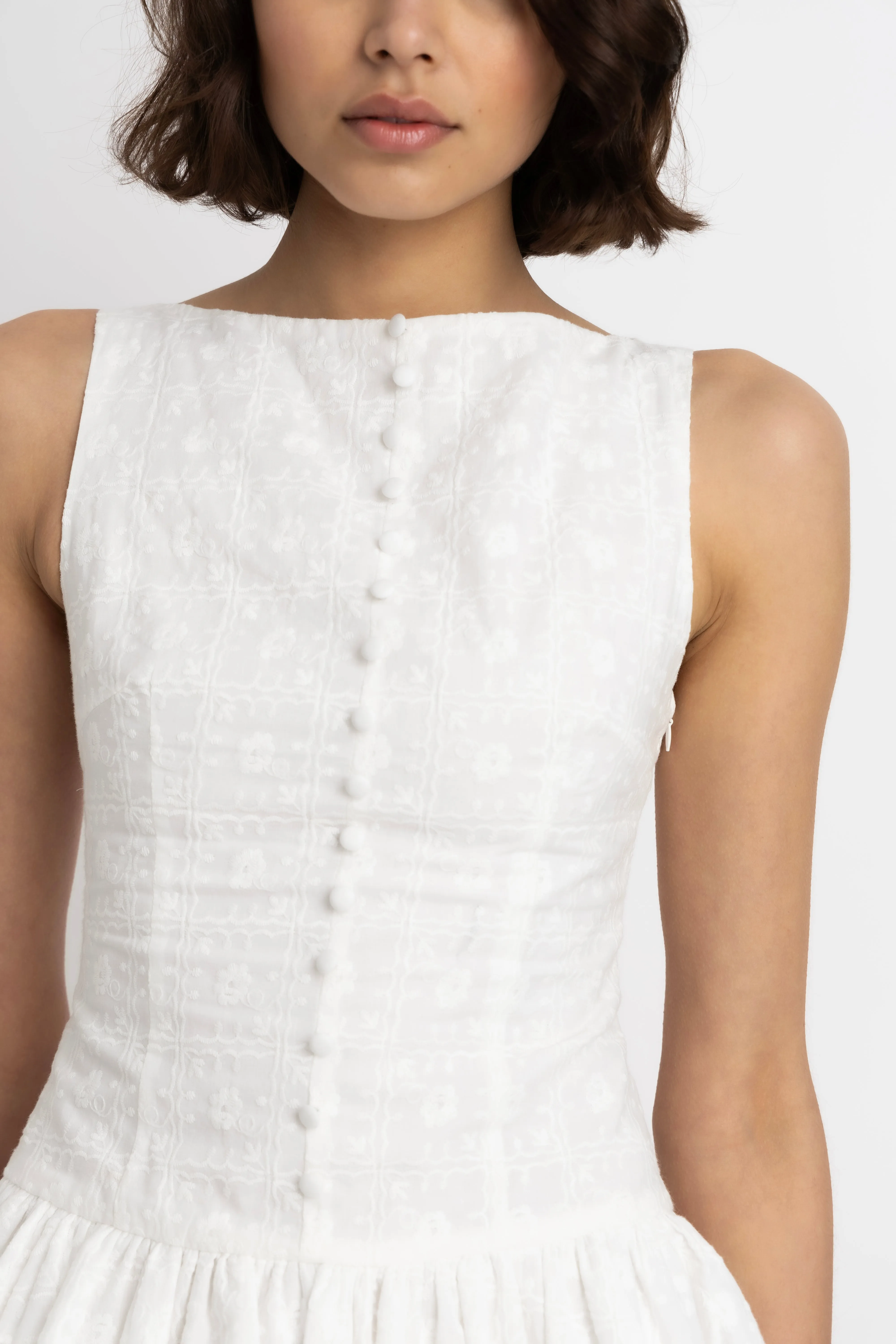 Grazia Pure Cotton White Mini Puffball Dress sold by AMYLYNN product image thumbnail 3