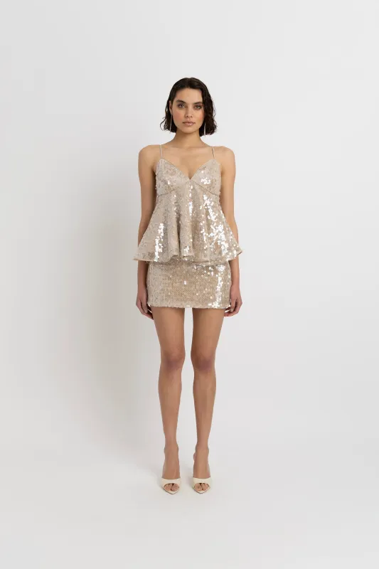 Donatella Sequin Peplum Top sold by AMYLYNN