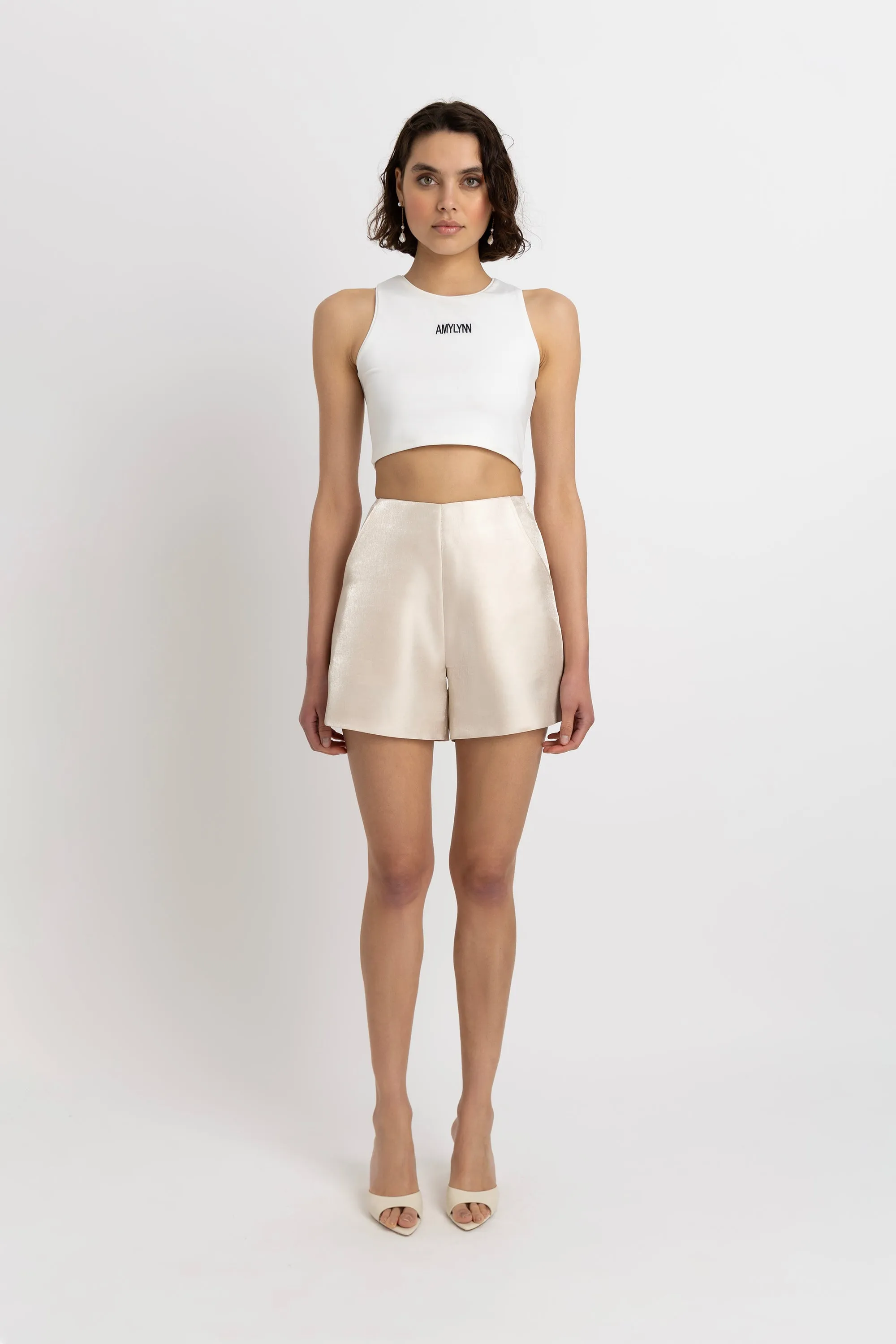 Aurora Tailored Satin Shorts sold by AMYLYNN product image thumbnail 3