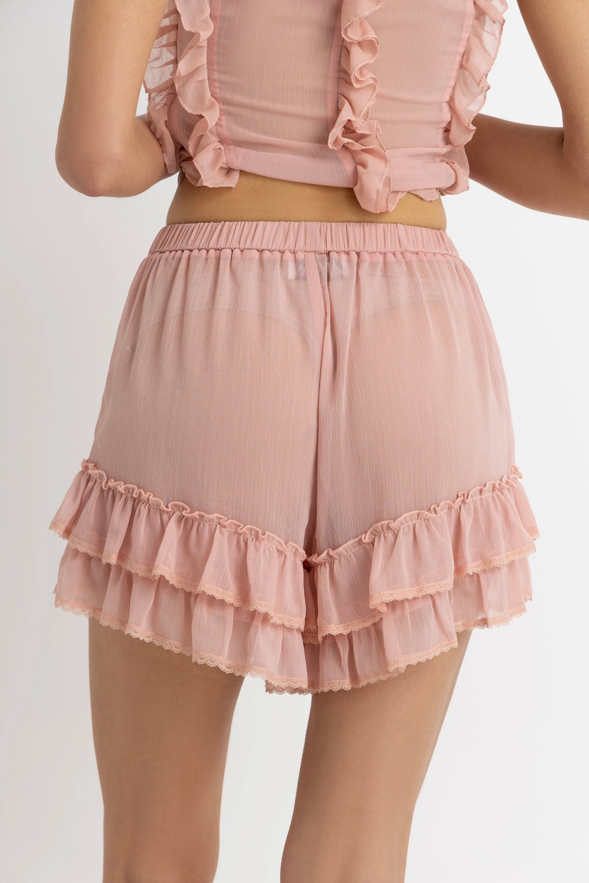 Paola Pink Ruffle Frill Shorts sold by AMYLYNN product image thumbnail 5
