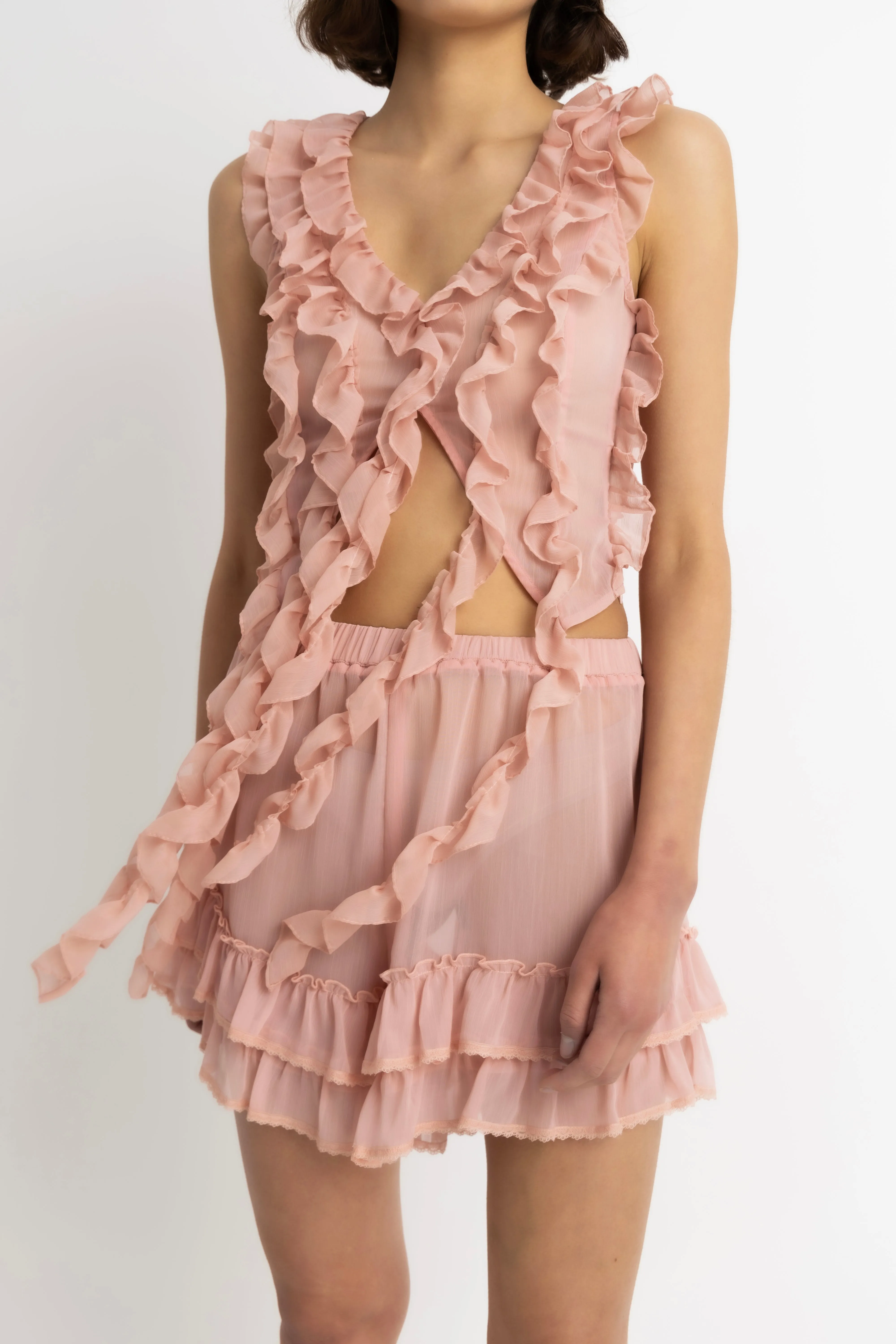 Paola Pink Ruffle Chiffon Top sold by AMYLYNN product image thumbnail 2