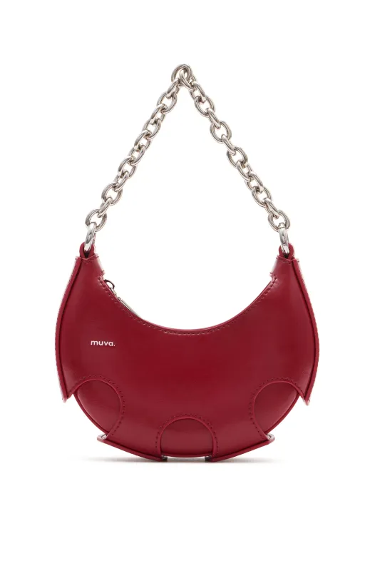 Reno Red Leather Handheld Crescent Mini Bag sold by AMYLYNN