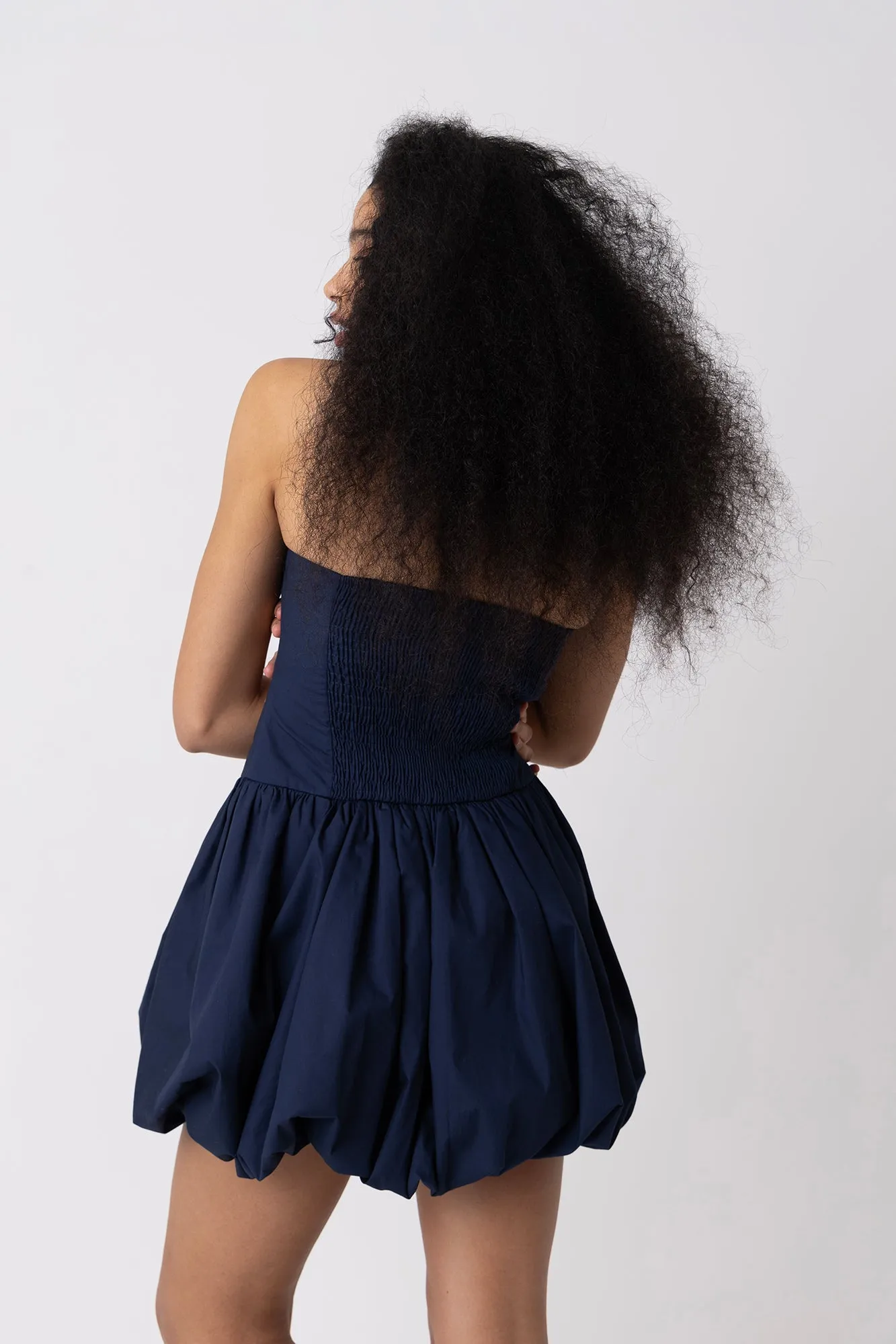 Navy Pure Cotton Halterneck Mini Puffball Dress sold by AMYLYNN product image thumbnail 4