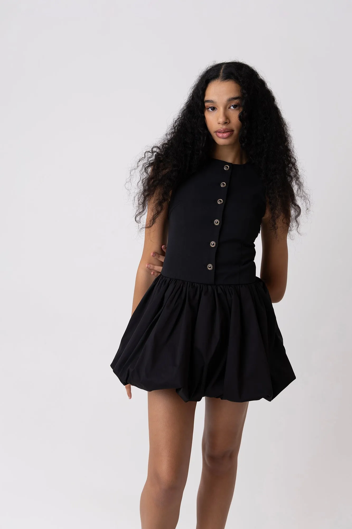 Aimee Black Tailored Mini Puffball Dress sold by AMYLYNN product image thumbnail 2