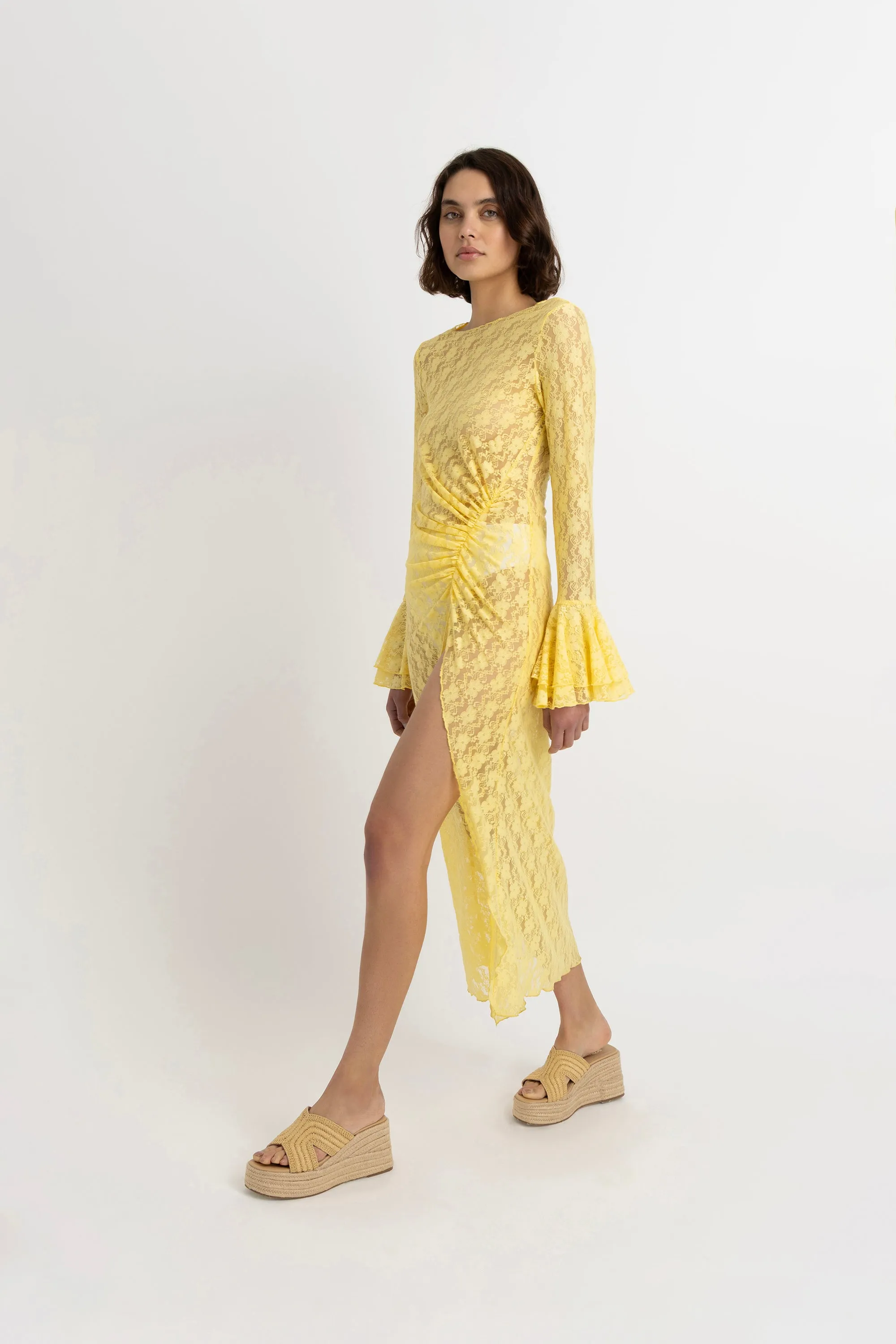 Nola Yellow Lace Tunic Overlay Dress sold by AMYLYNN product image thumbnail 4