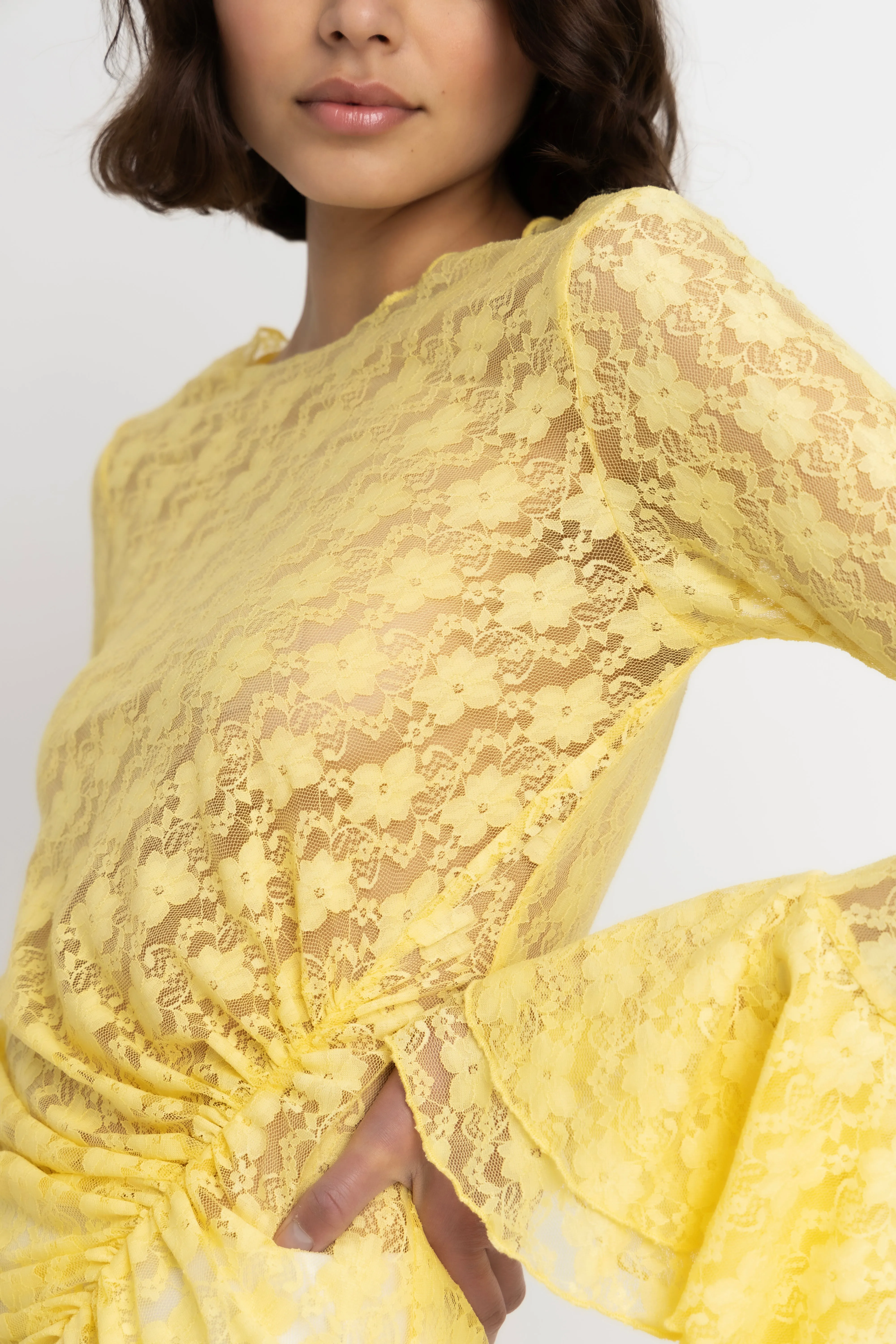 Nola Yellow Lace Tunic Overlay Dress sold by AMYLYNN product image thumbnail 3