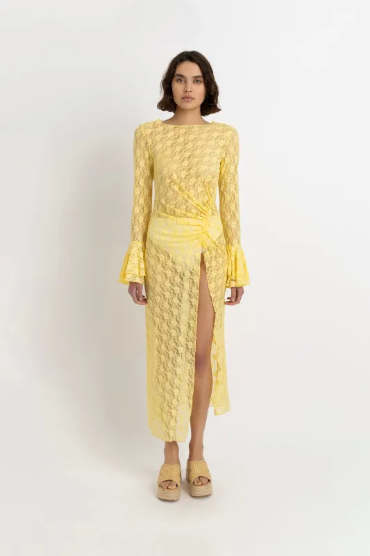 Nola Yellow Lace Tunic Overlay Dress sold by AMYLYNN