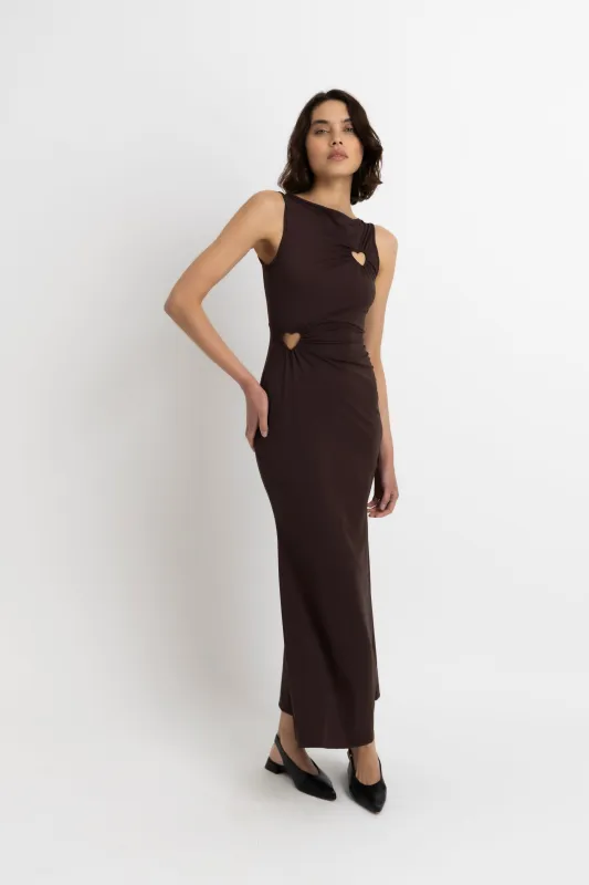 Harlie Brown Heart Cut Out Maxi Dress sold by AMYLYNN
