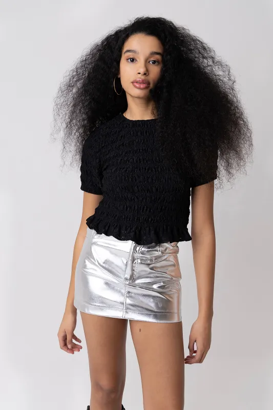 Eliza Black Lace Shirred Top sold by AMYLYNN