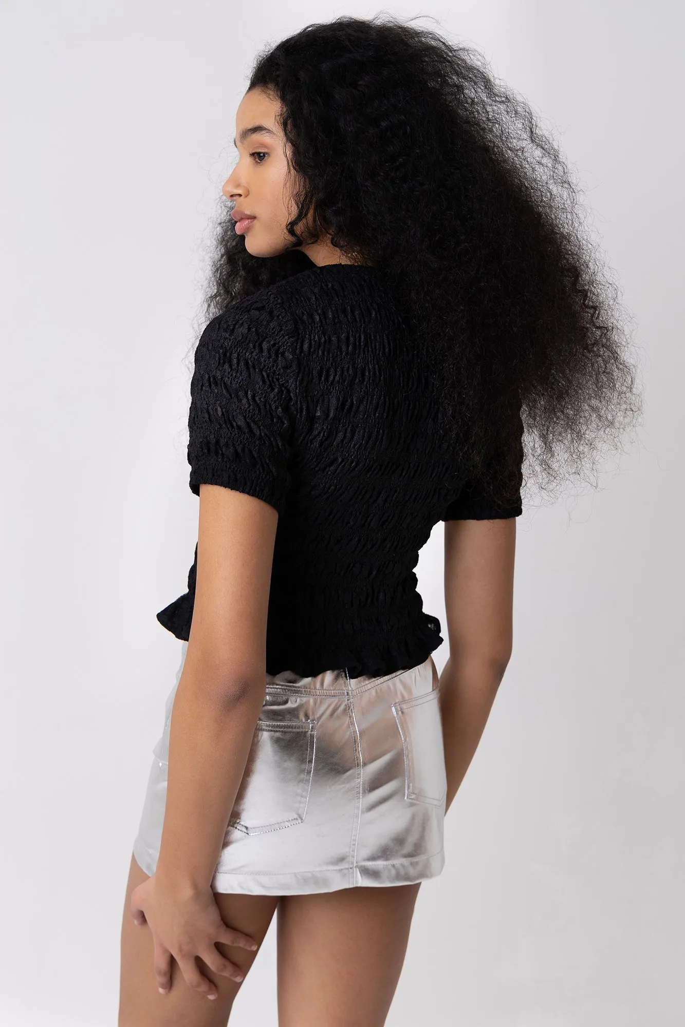 Eliza Black Lace Shirred Top sold by AMYLYNN product image thumbnail 4