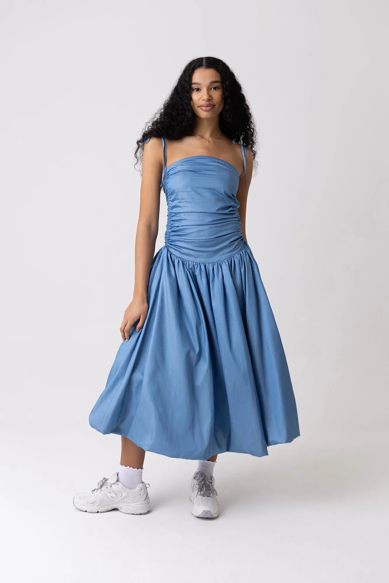 Alexa Lyocell Chambray Blue Puffball Dress sold by AMYLYNN product image thumbnail 4