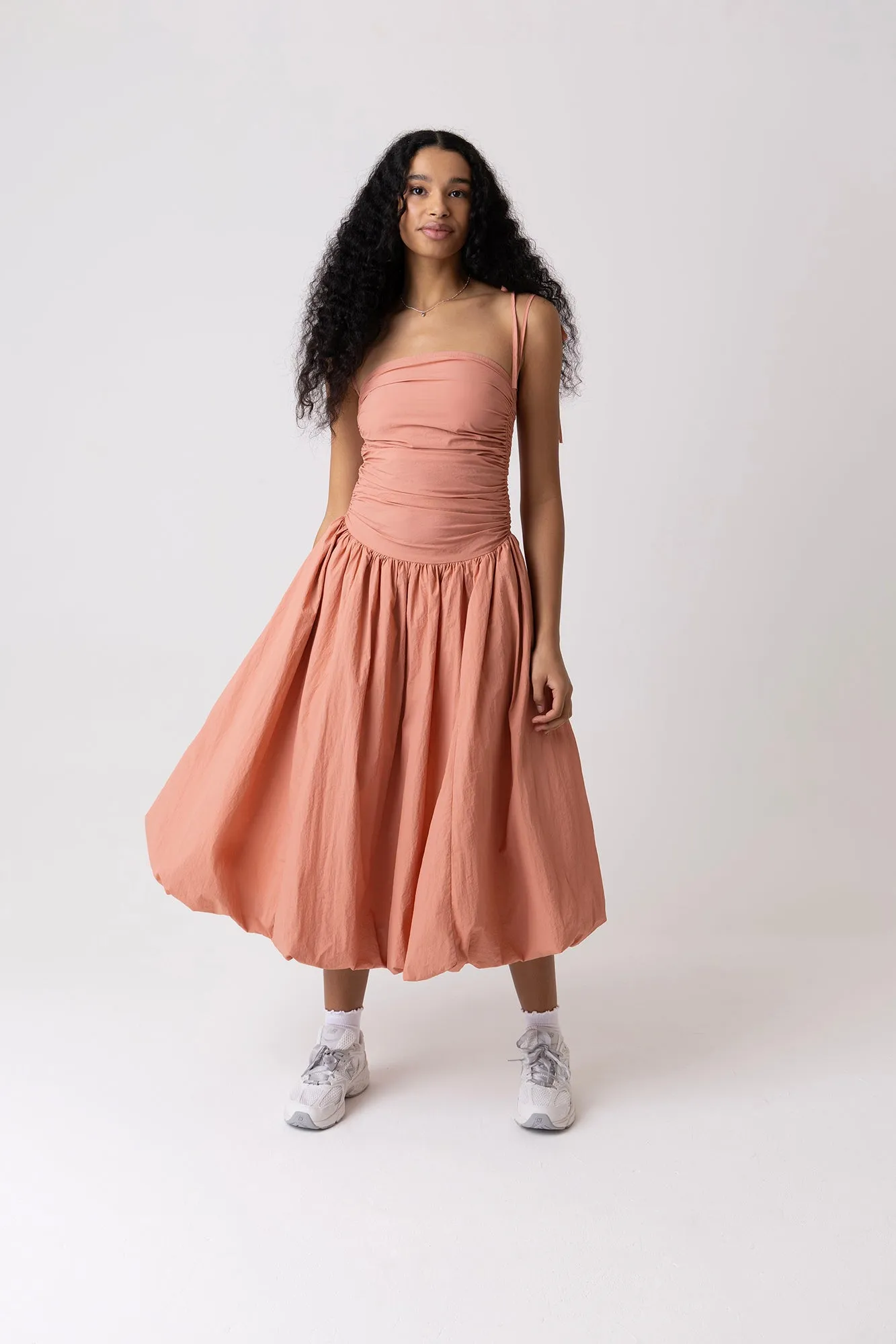 Alexa Peach Puffball Dress sold by AMYLYNN
