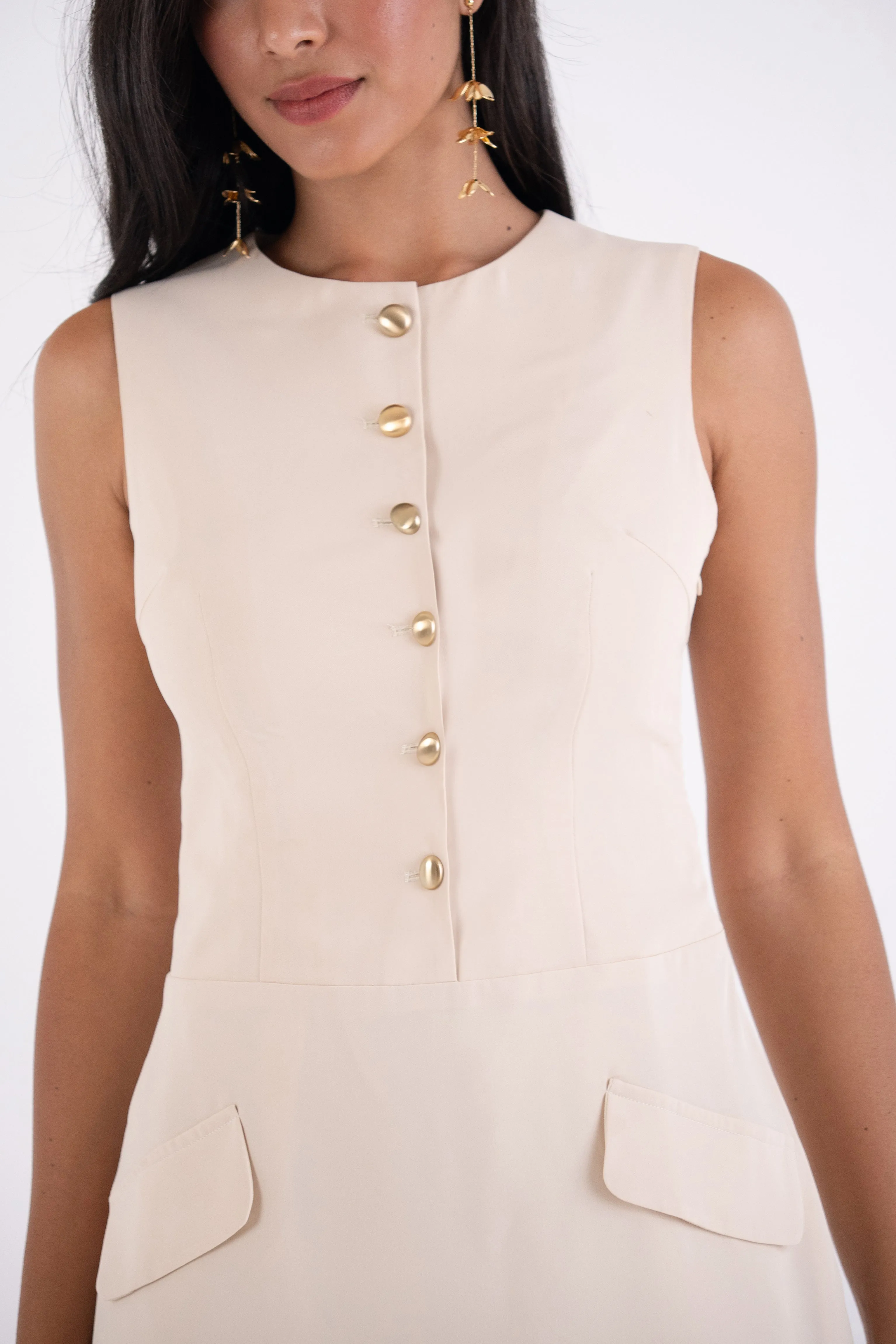 Rita Beige Aline Dress sold by AMYLYNN product image thumbnail 2